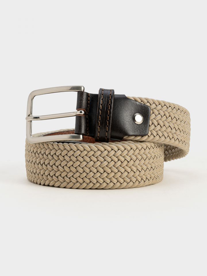 חגורה קלועה בשילוב עור