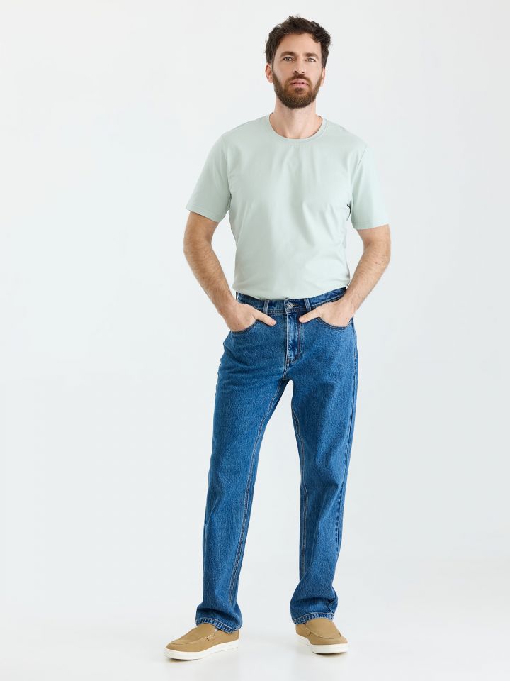 MAX MORETTI מכנסי ג’ינס פרומו בגזרת סטרייט