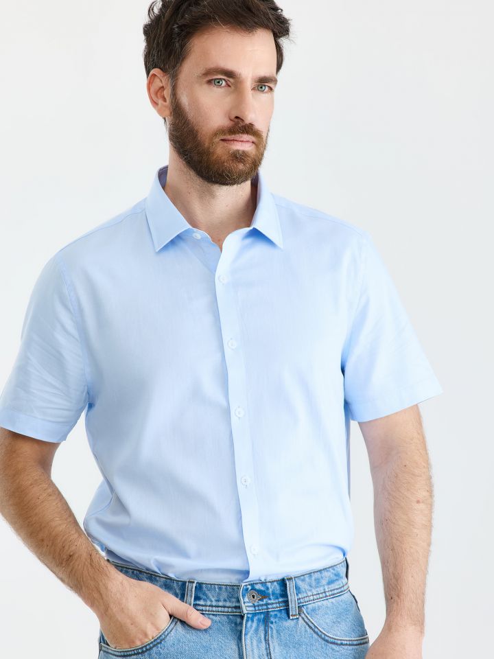 MAX MORETTI חולצה מכופתרת EASY CARE בגזרת סלים פיט