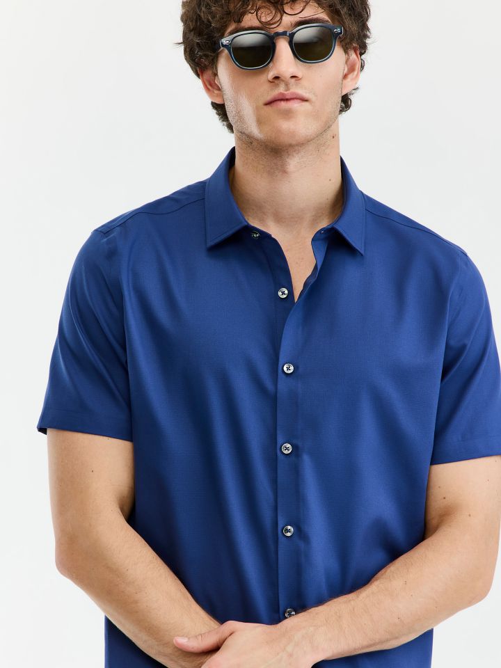 MAX MORETTI מכופתרת NON IRON טקסטורה בגזרת סלים פיט