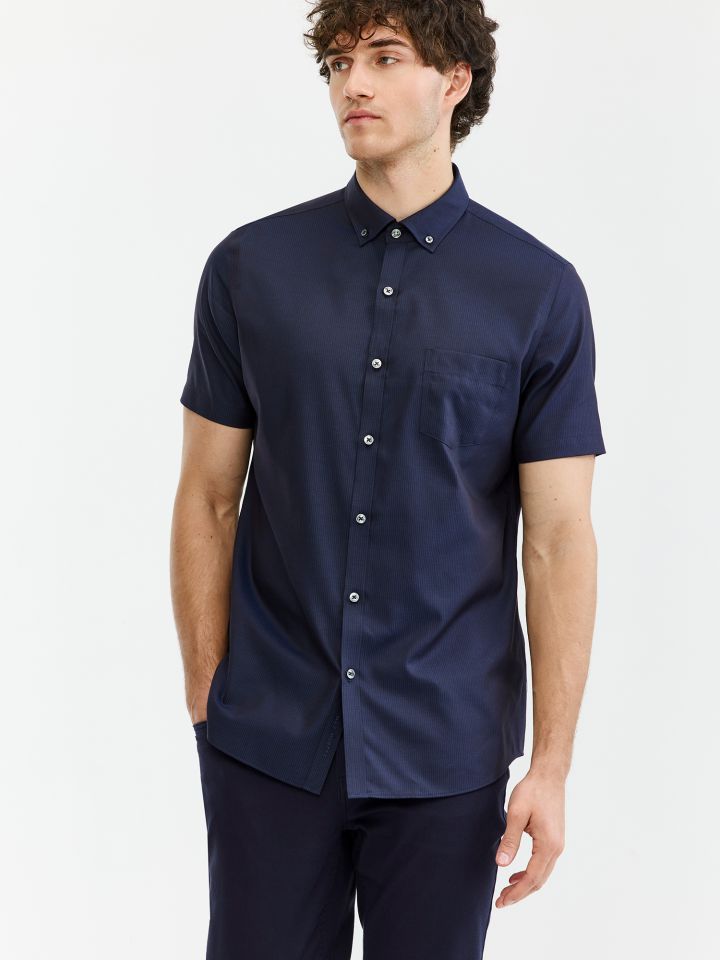 MAX MORETTI חולצה מכופתרת NON IRON פסים בגזרת רגולר פיט