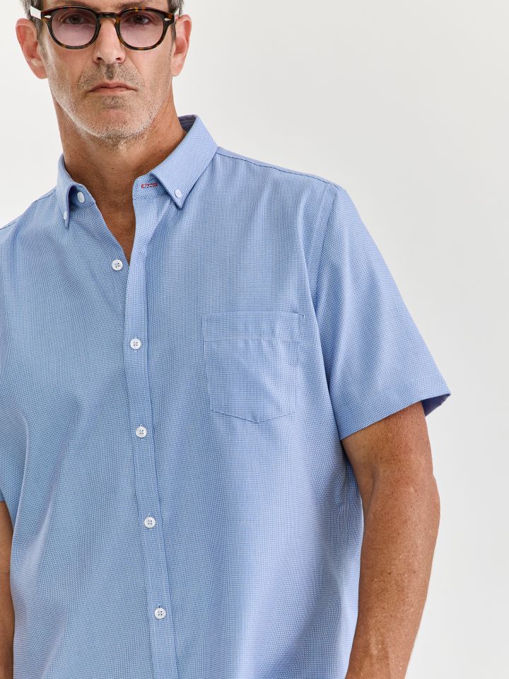 HECHTER PARIS מכופתרת NON IRON מיקרו ג’קארד בגזרת רגולר פיט עם כיס