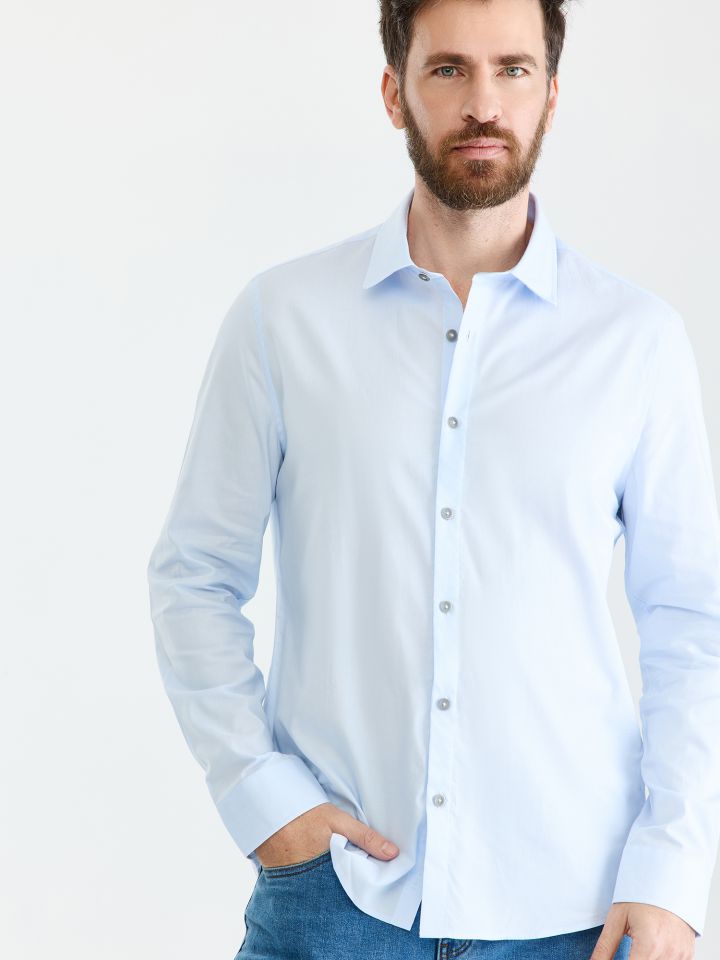 MAX MORETTI חולצה מכופתרת OXFORD בגזרת סלים פיט