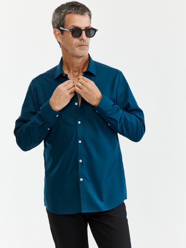 MAX MORETTI חולצה מכופתרת NON IRON טוויל בגזרת מודרן פיט