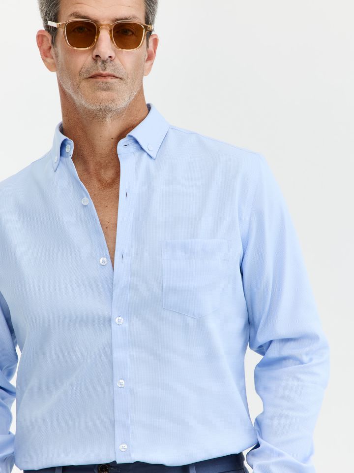 MAX MORETTI חולצה מכופתרת NON IRON ג’קארד בגזרת רגולר פיט