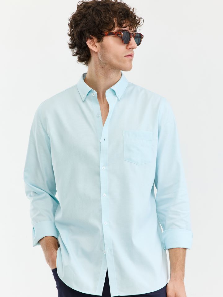 MAX MORETTI חולצה מכופתרת NON IRON ג’קארד בגזרת רגולר פיט