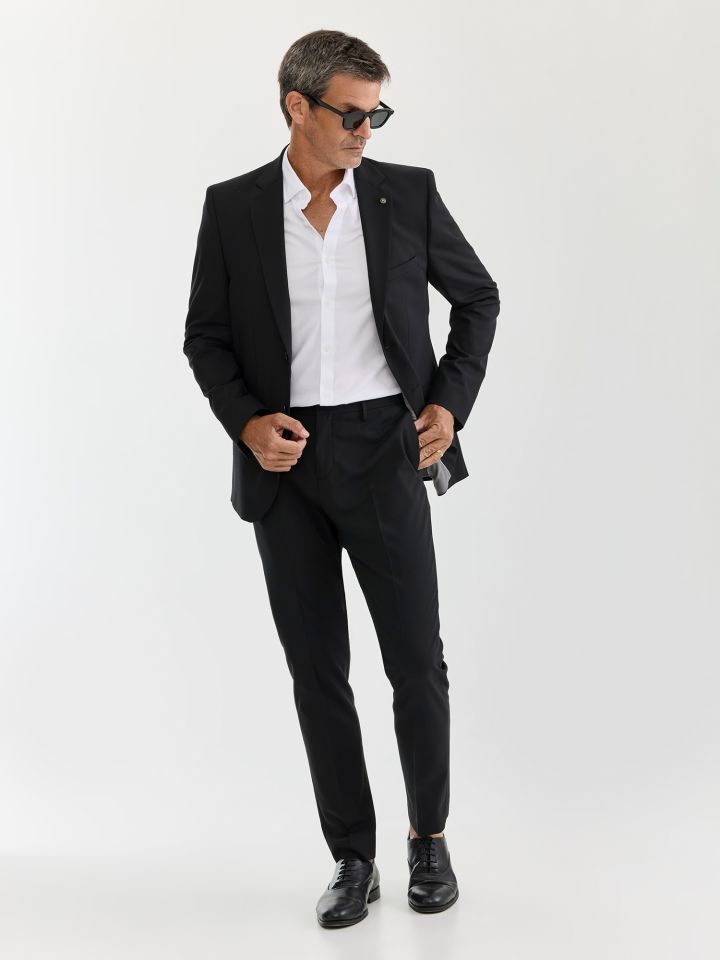 MAX MORETTI מכנסי חליפה בי סטראץ בגזרת סלים פיט