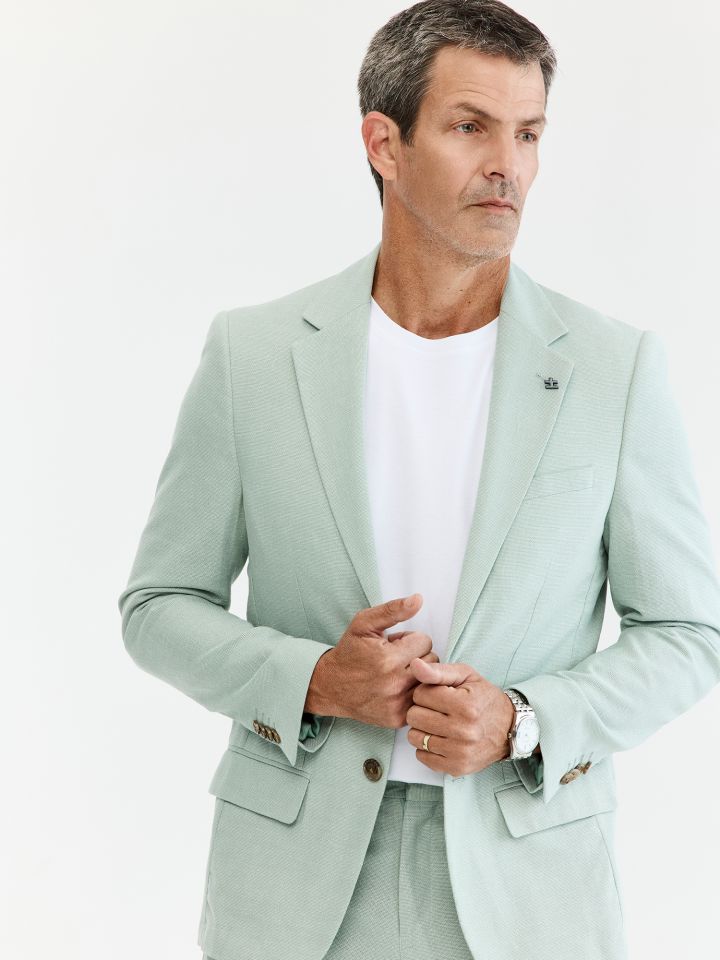 HECHTER PARIS ג’קט חליפה תערובת פשתן בגזרת מודרן פיט