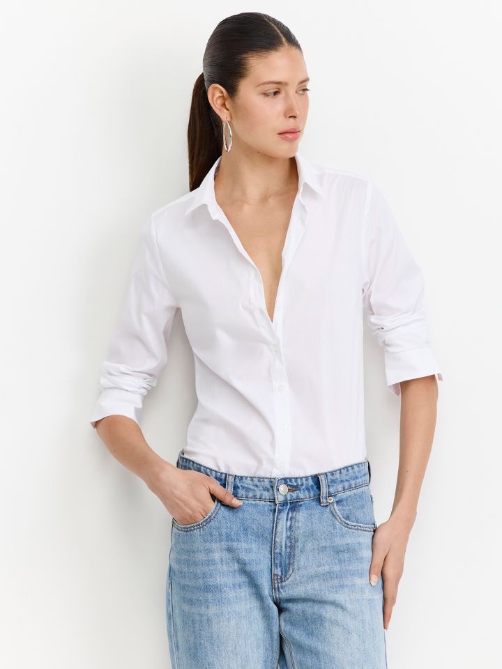 חולצה מכופתרת שרוולים ארוכים