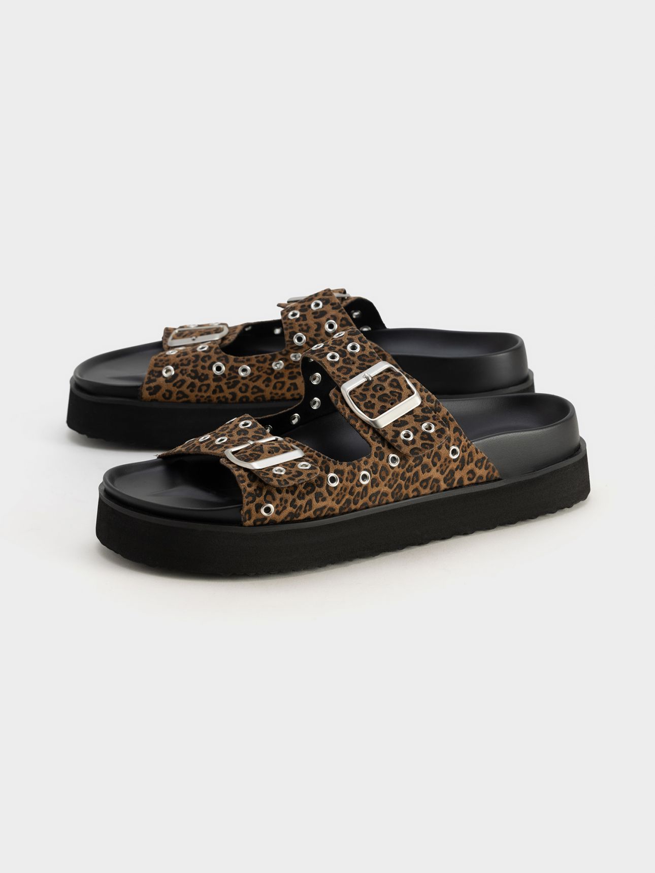 כפכפי פלטפורמה עור זמש רצועות