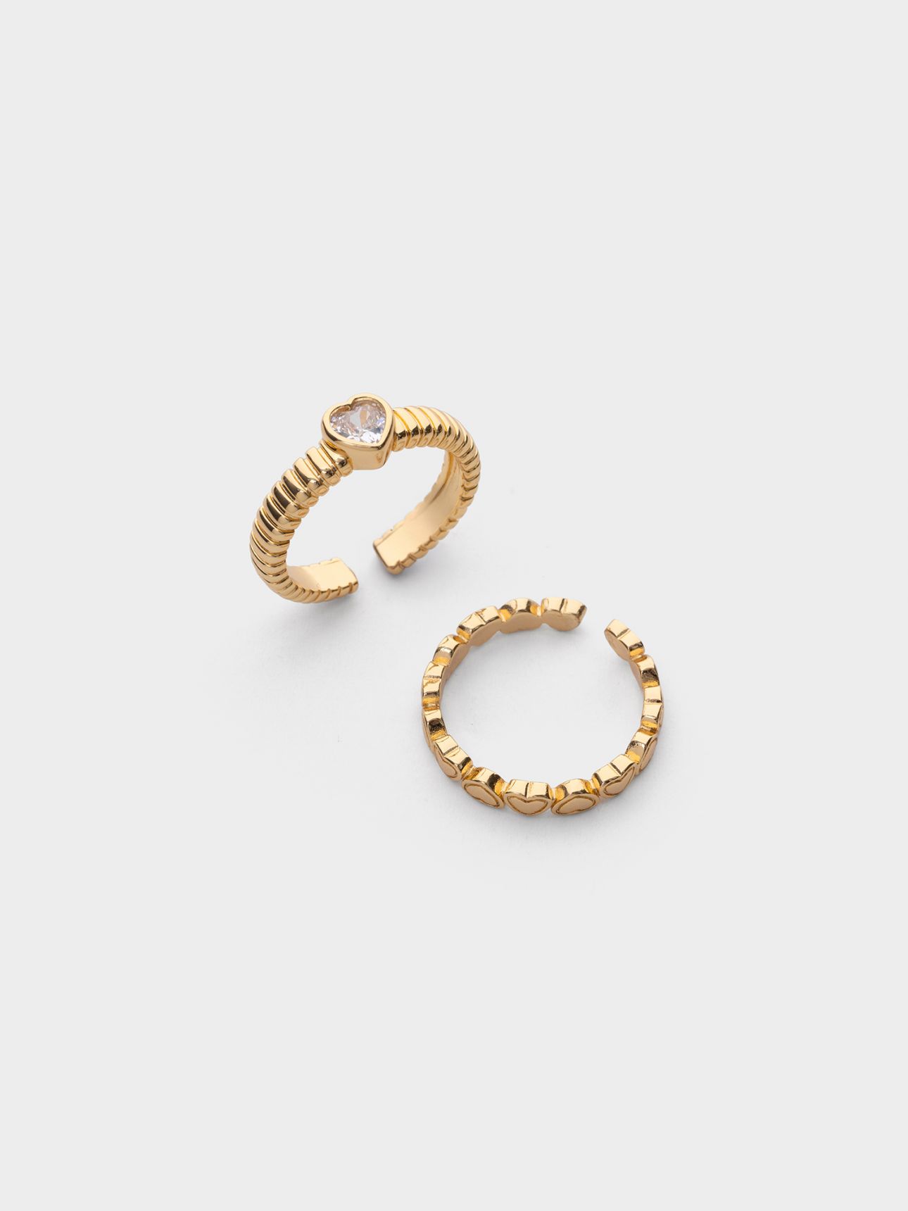 סט 2 טבעות לב