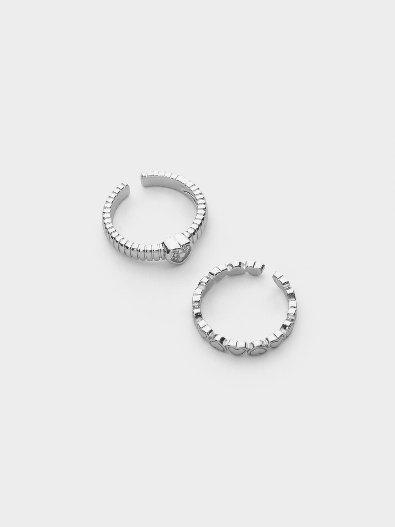 סט 2 טבעות לב