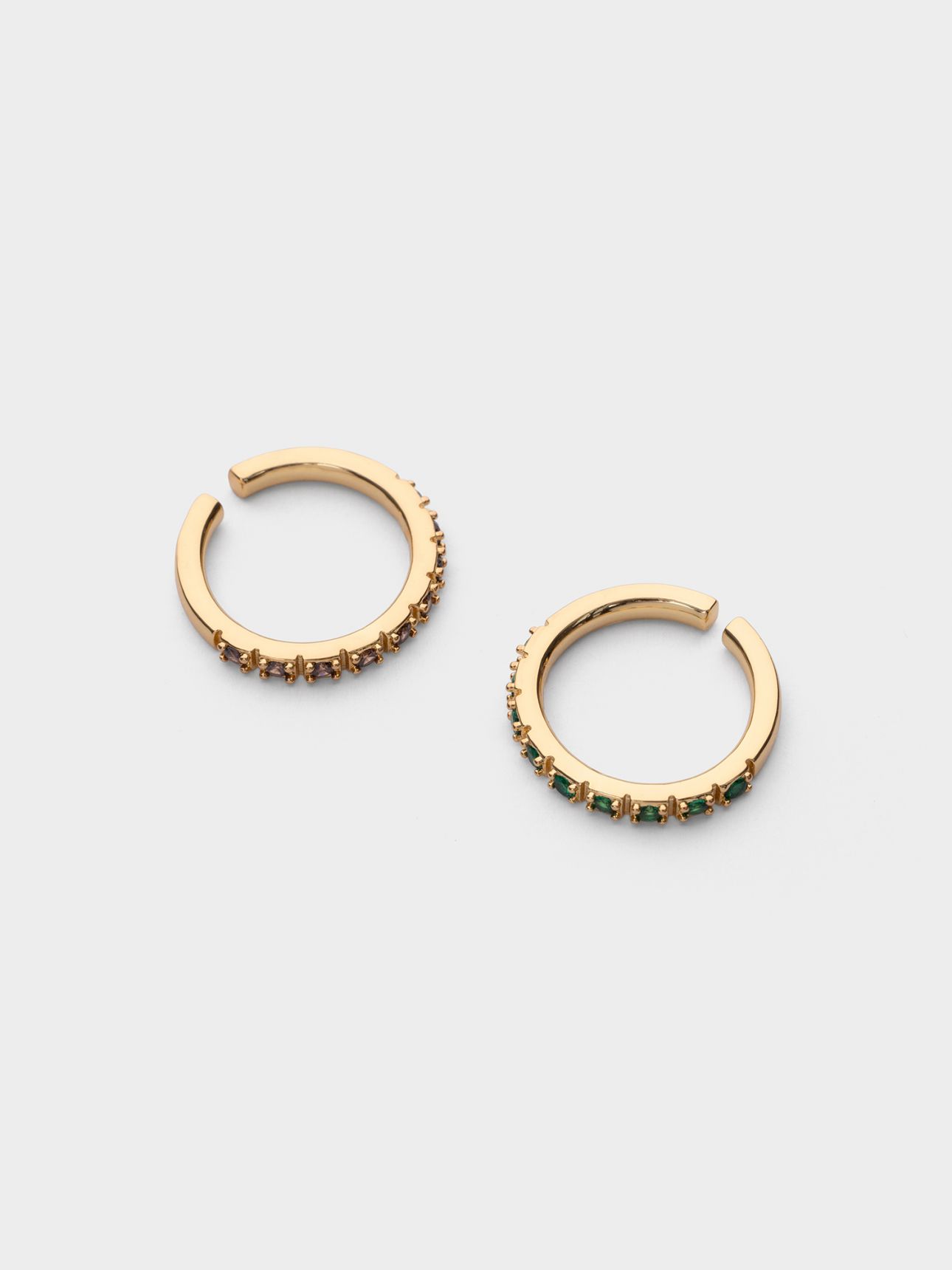 סט 2 טבעות אבנים צבעוניות