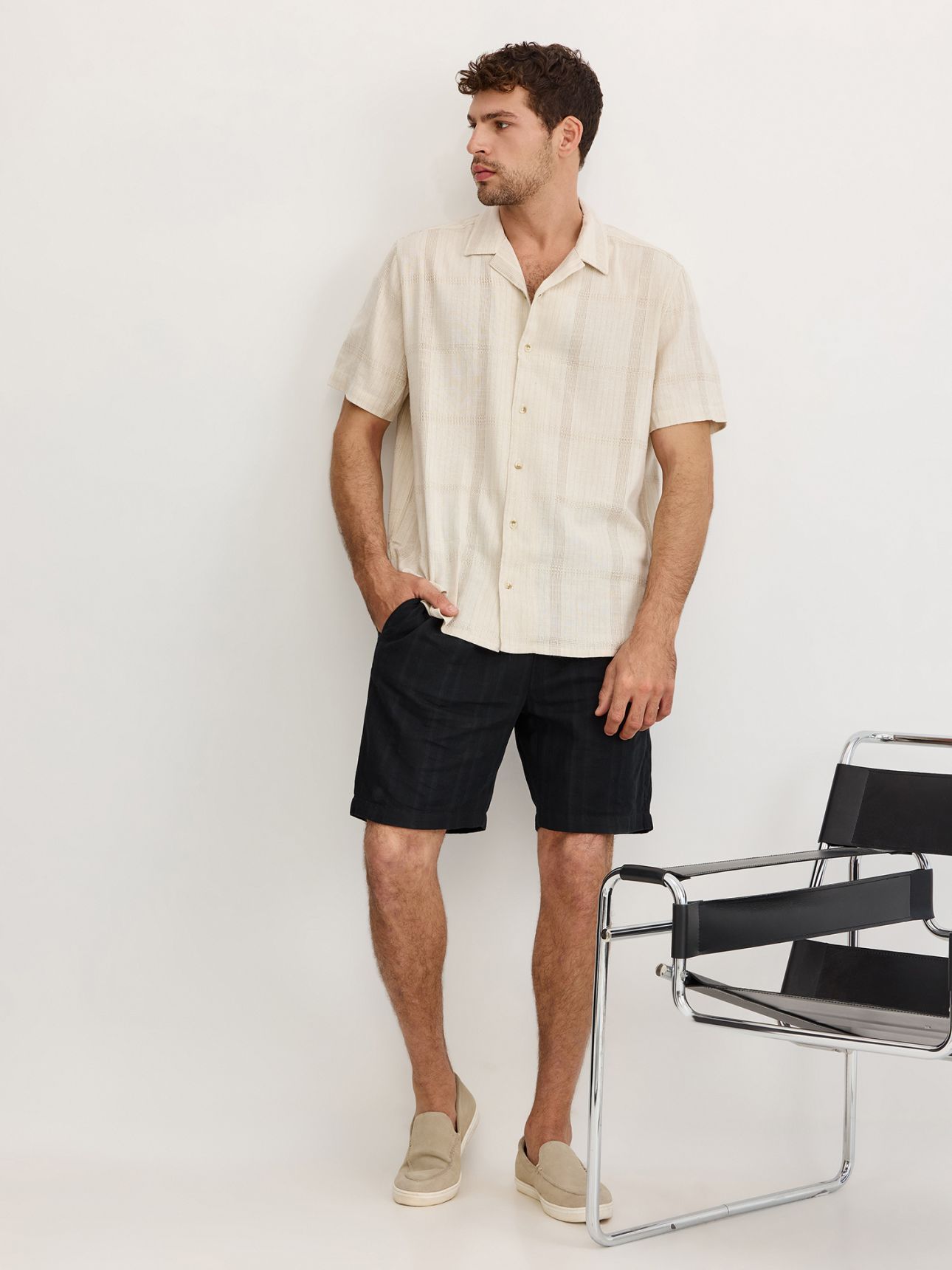 חולצה מכופתרת קצרה קאמפ פס