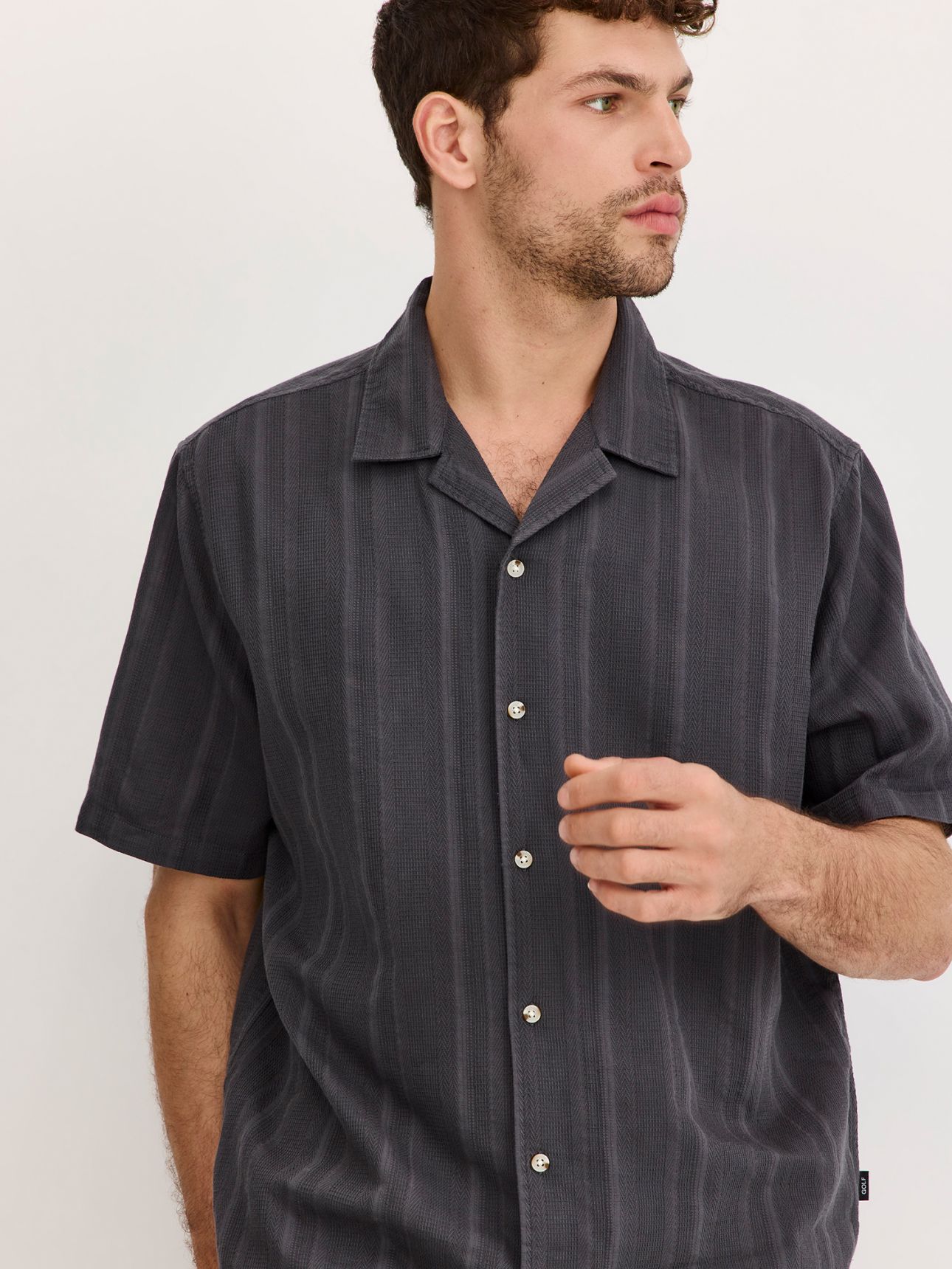 חולצה מכופתרת טקסטורת פסים