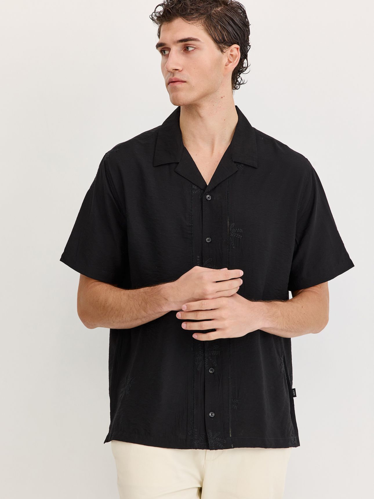 חולצה מכופתרת קצרה רקומה