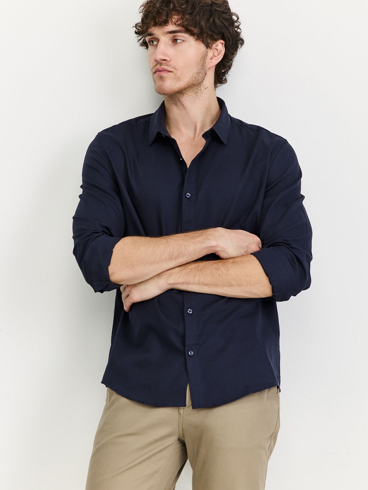 חולצה מכופתרת גולפר קלאסיק שרוול ארוך