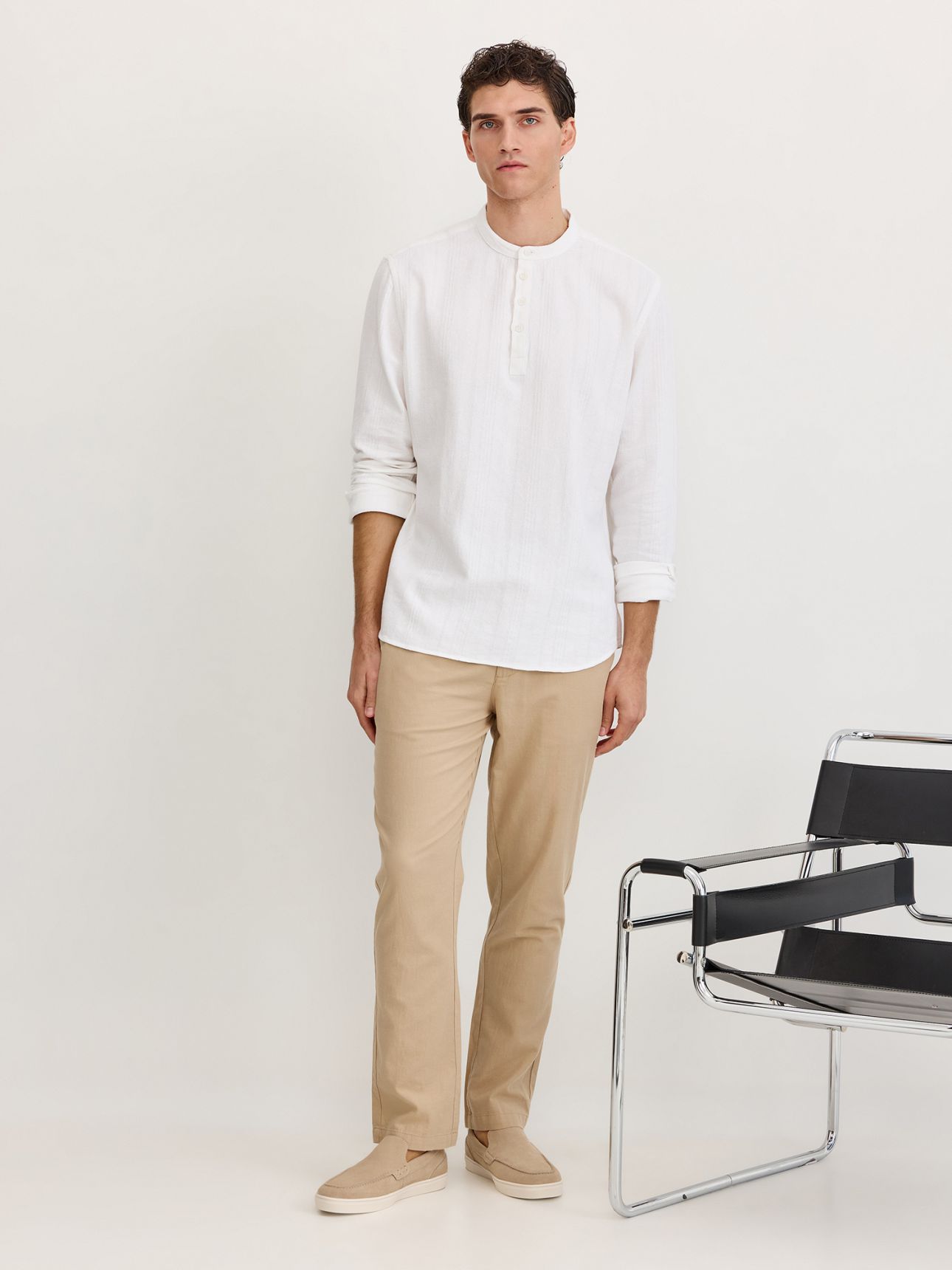 חולצת אריג שנטי סיני שרוול ארוך