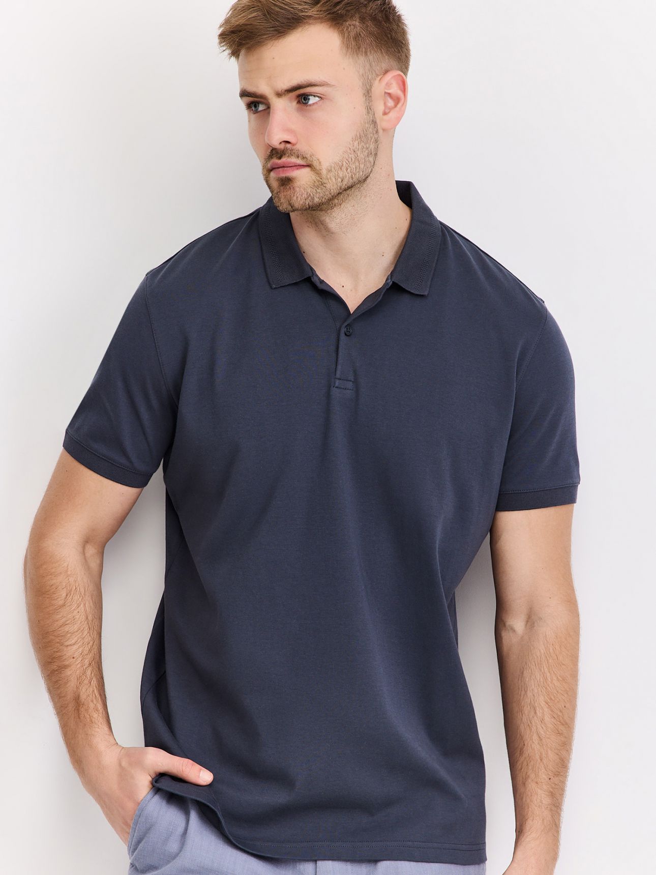 חולצת פולו כותנה פרימיום קצרה