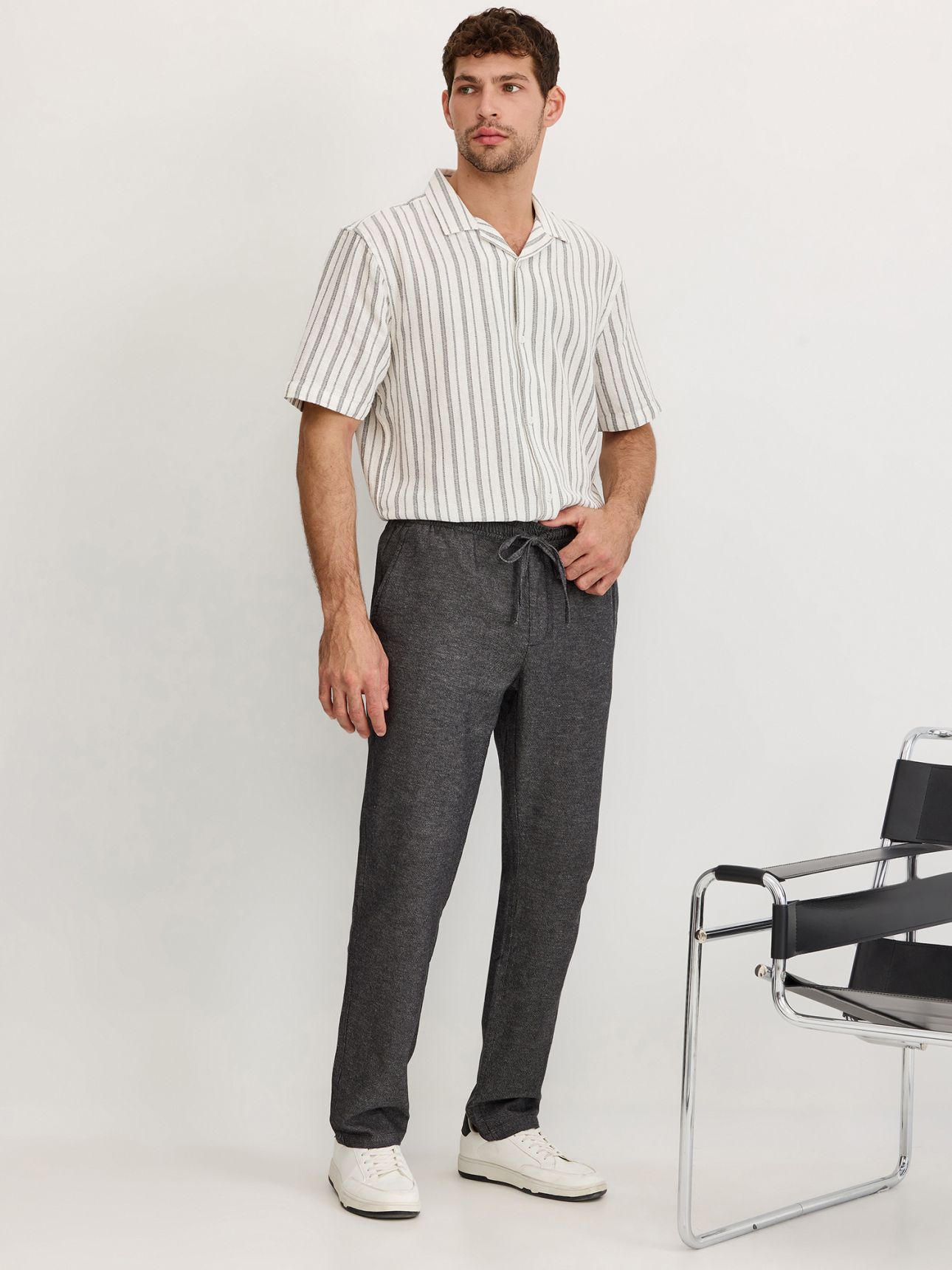 מכנסי צ’ינו כותנה בשילוב פשתן