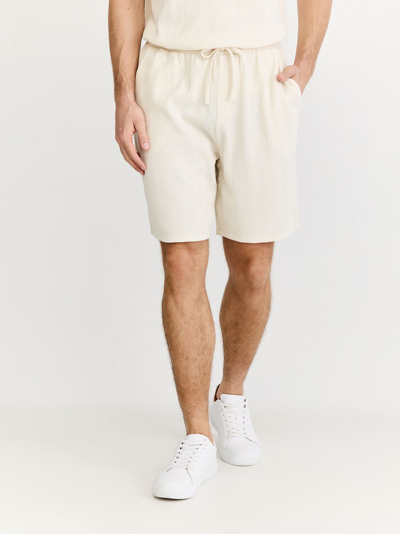 מכנסי ברמודה וופל פסים