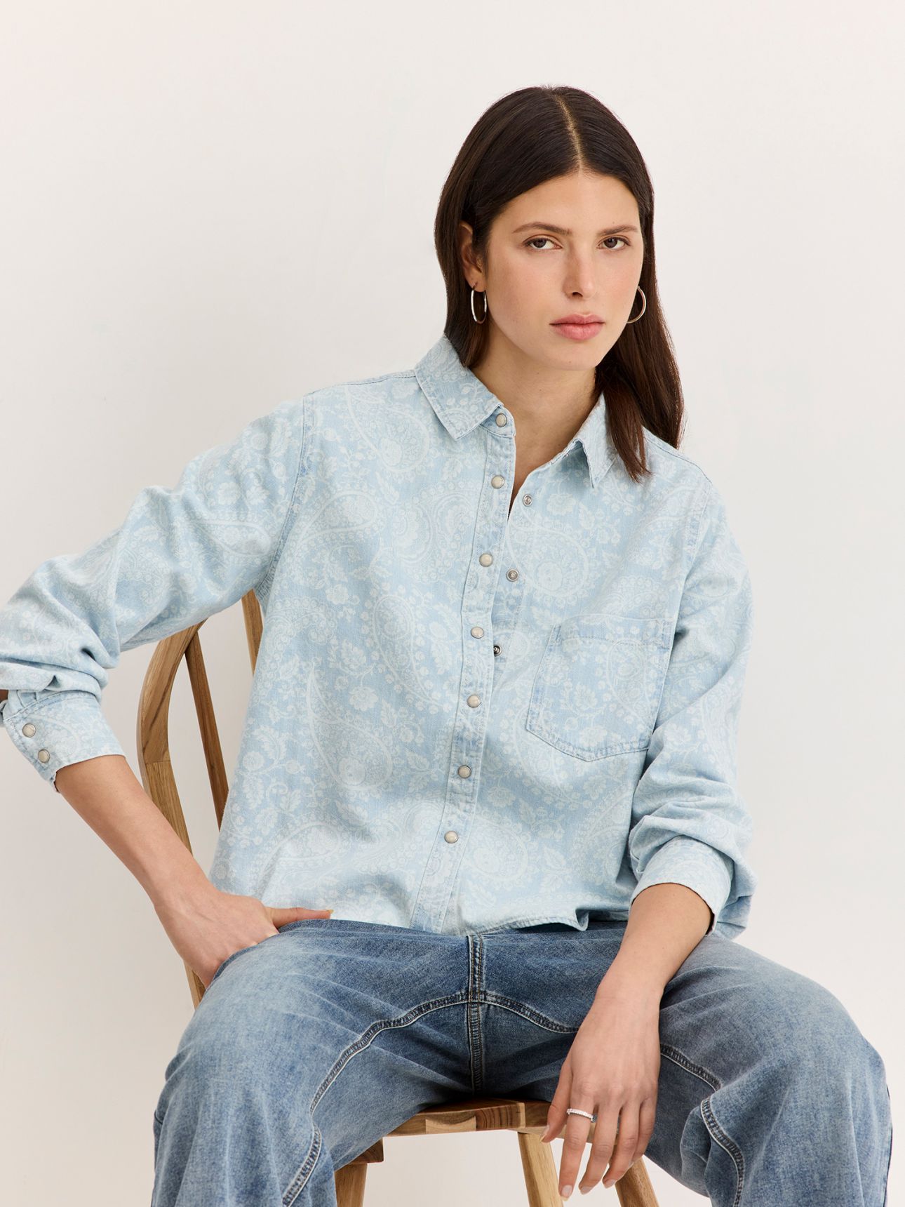 חולצת ג’ינס ארוכה פייזלי