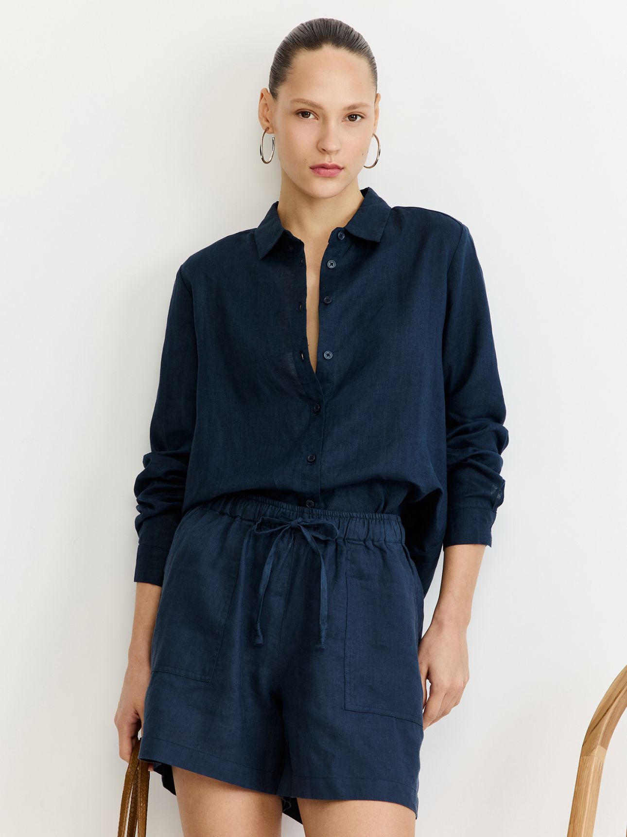 חולצה מכופתרת פשתן