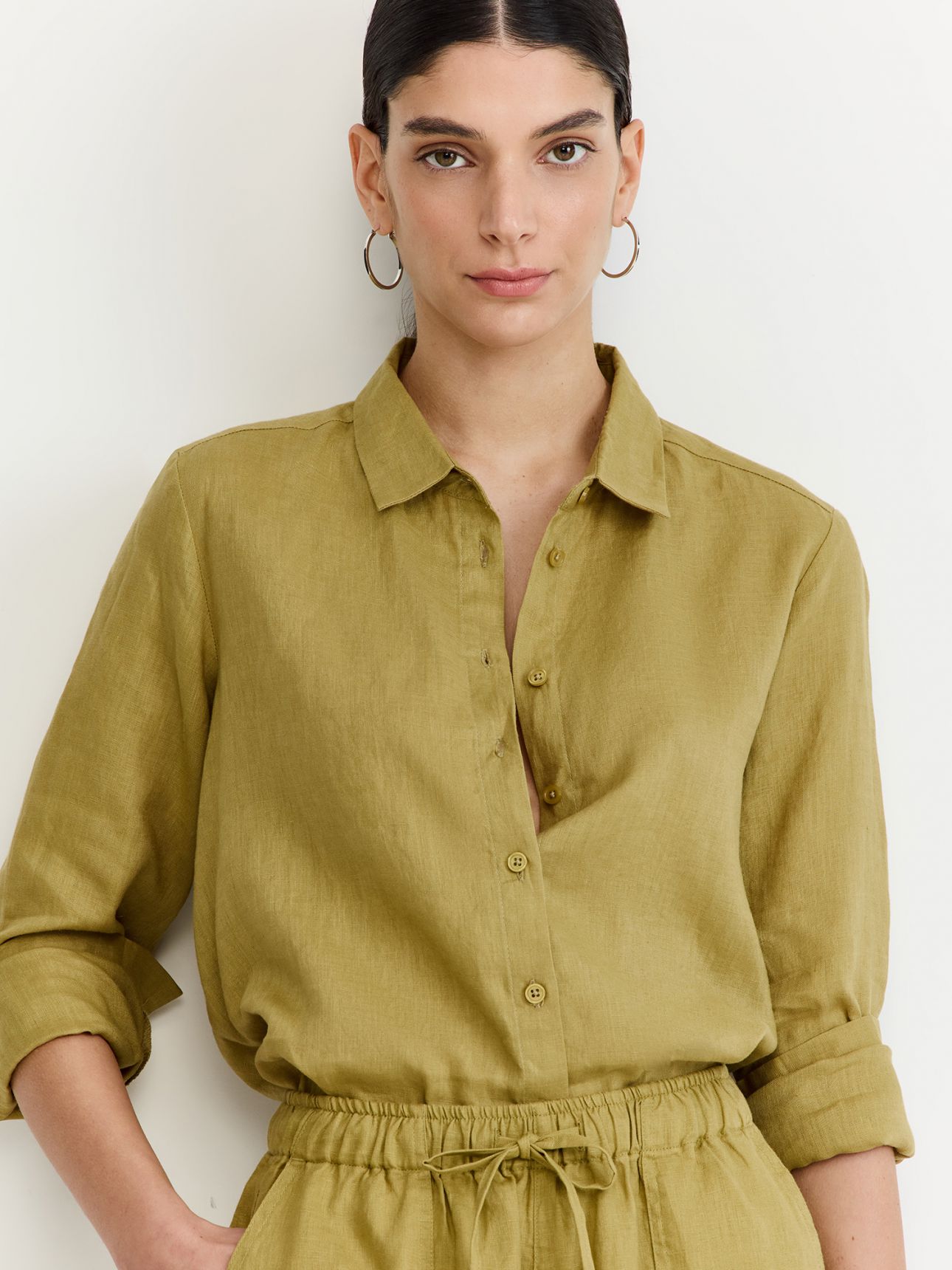 חולצה מכופתרת פשתן