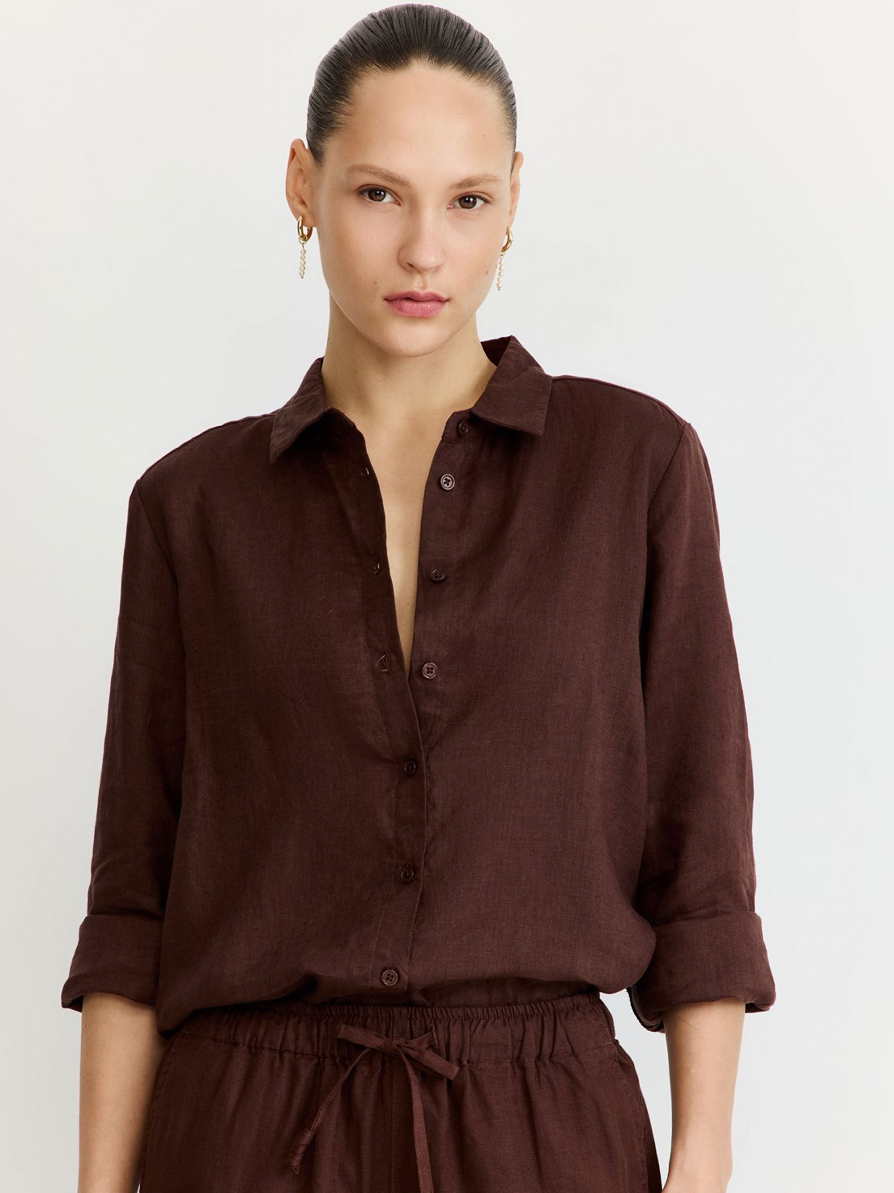 חולצה מכופתרת פשתן