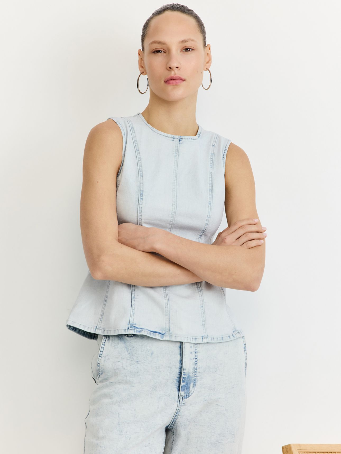 טופ פרנץ טרי בסגנון DENIM