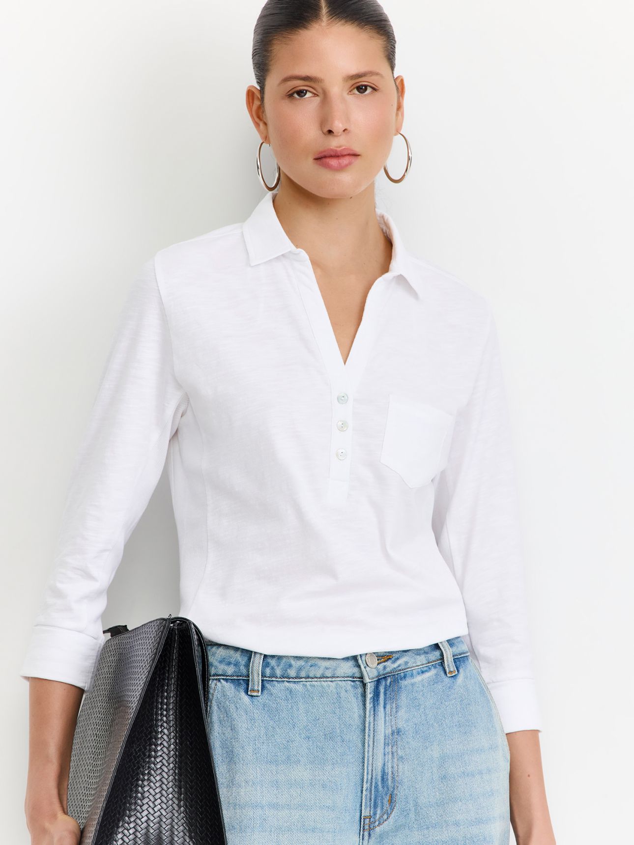 טי שירט כפתורים שרוול 3/4