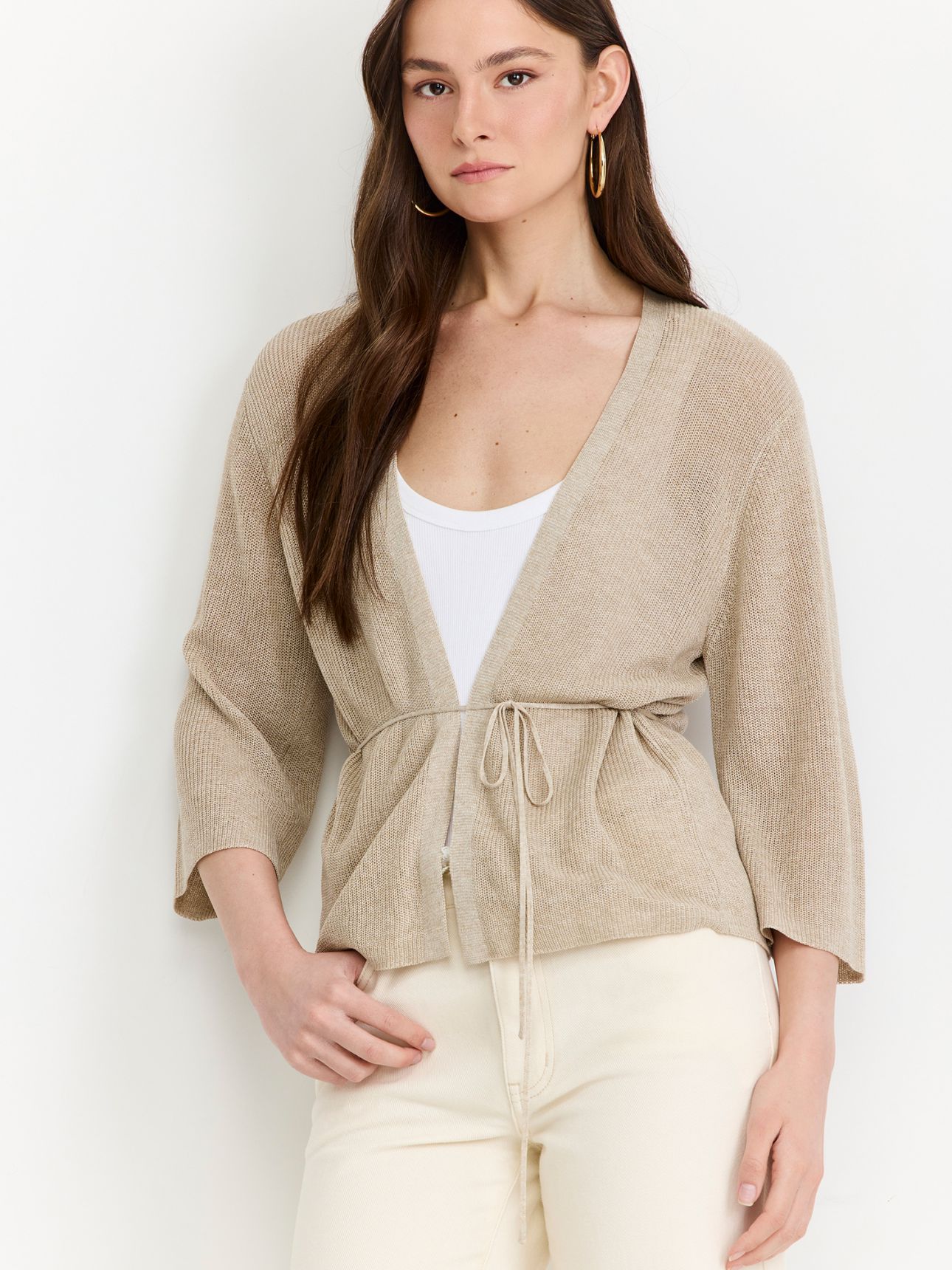 קרדיגן סרוג עם קשירה