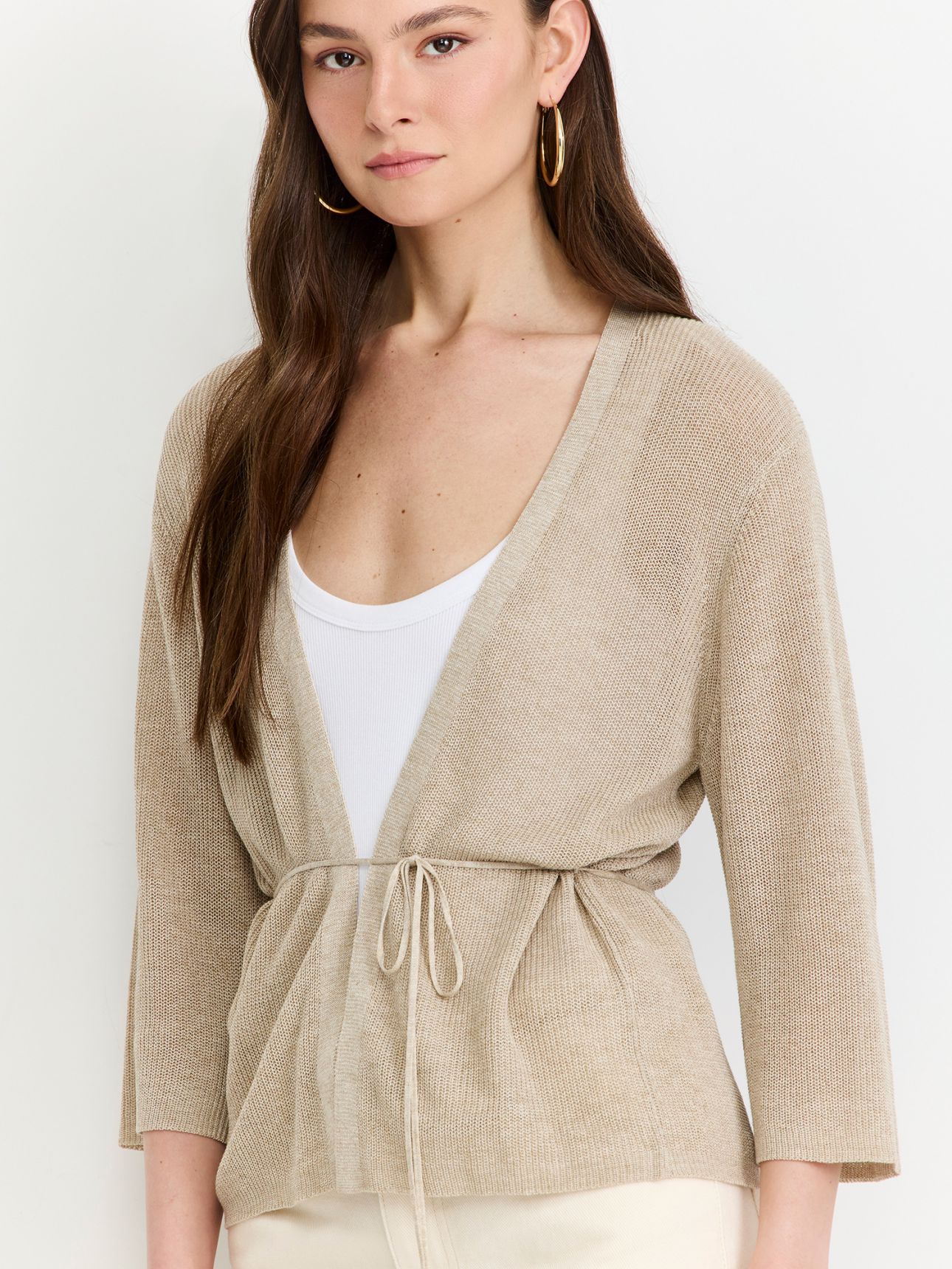 קרדיגן סרוג עם קשירה