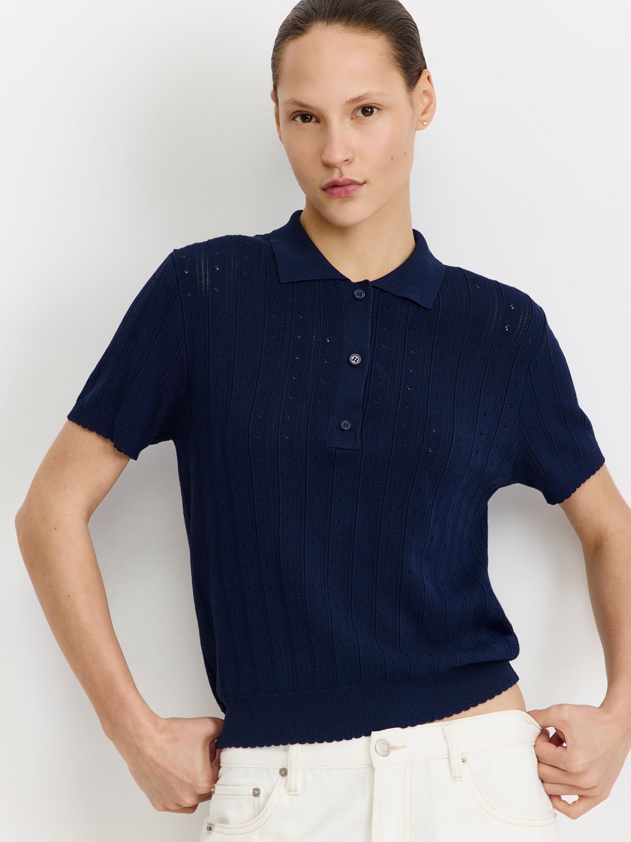 חולצת פולו בסריגת פוינטל