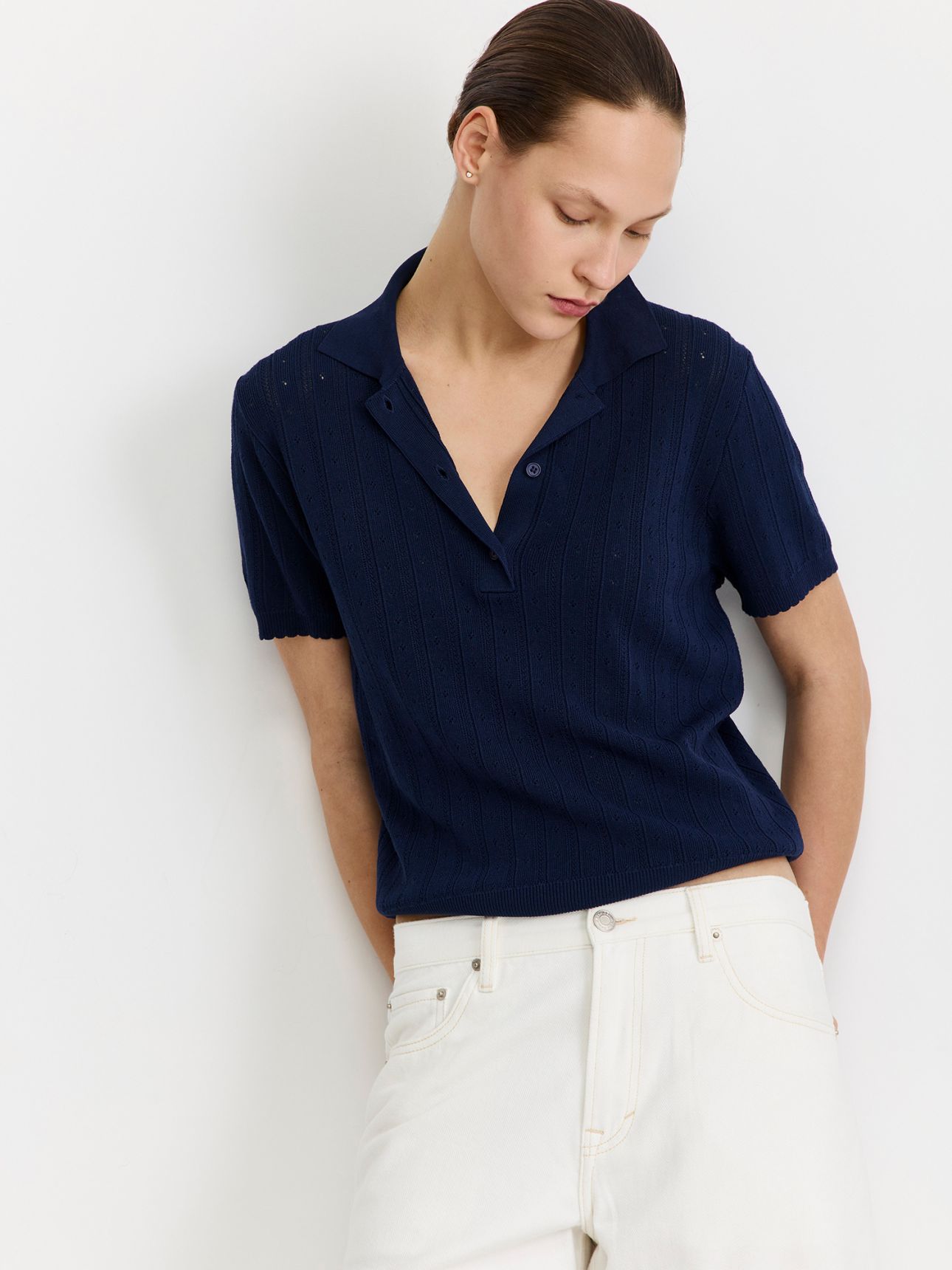 חולצת פולו בסריגת פוינטל