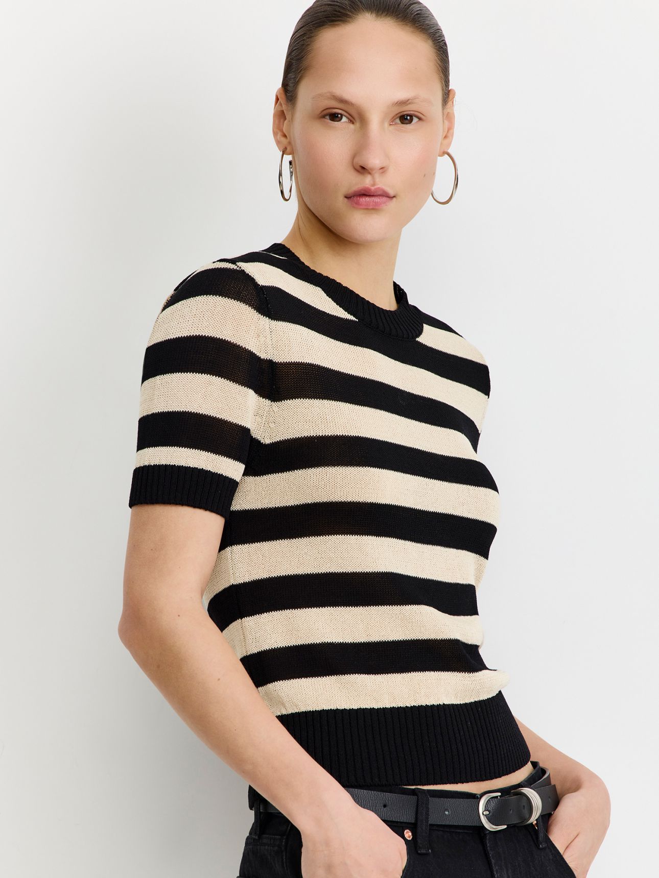 סריג פסים שרוול קצר