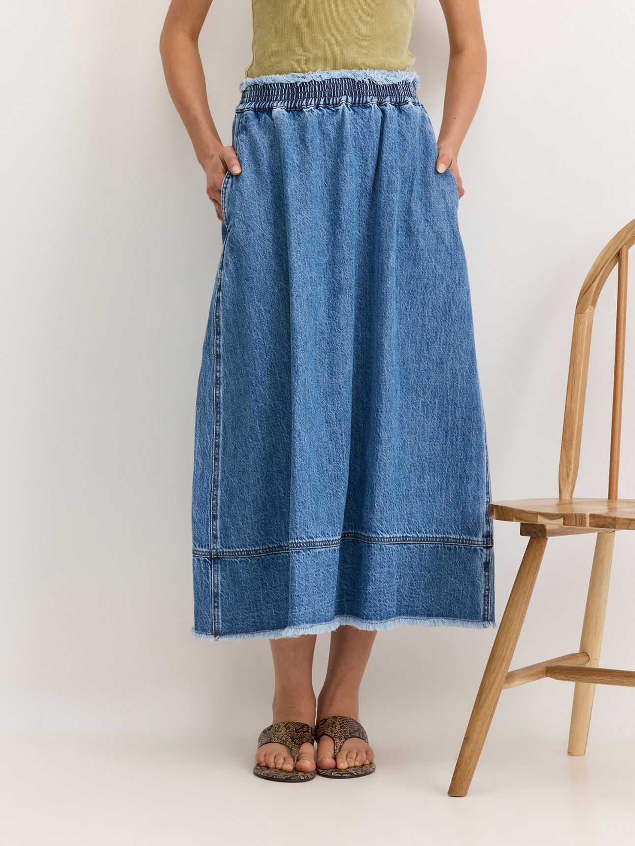 חצאית ג’ינס באורך מידי