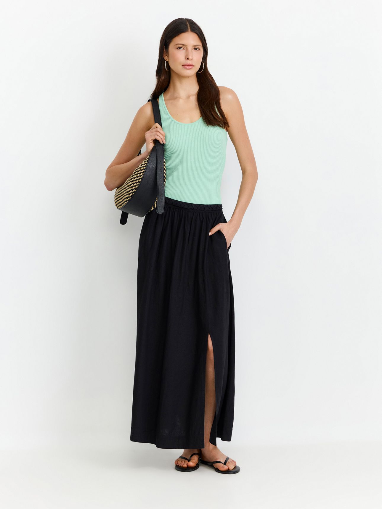 חצאית מידי בתערובת פשתן