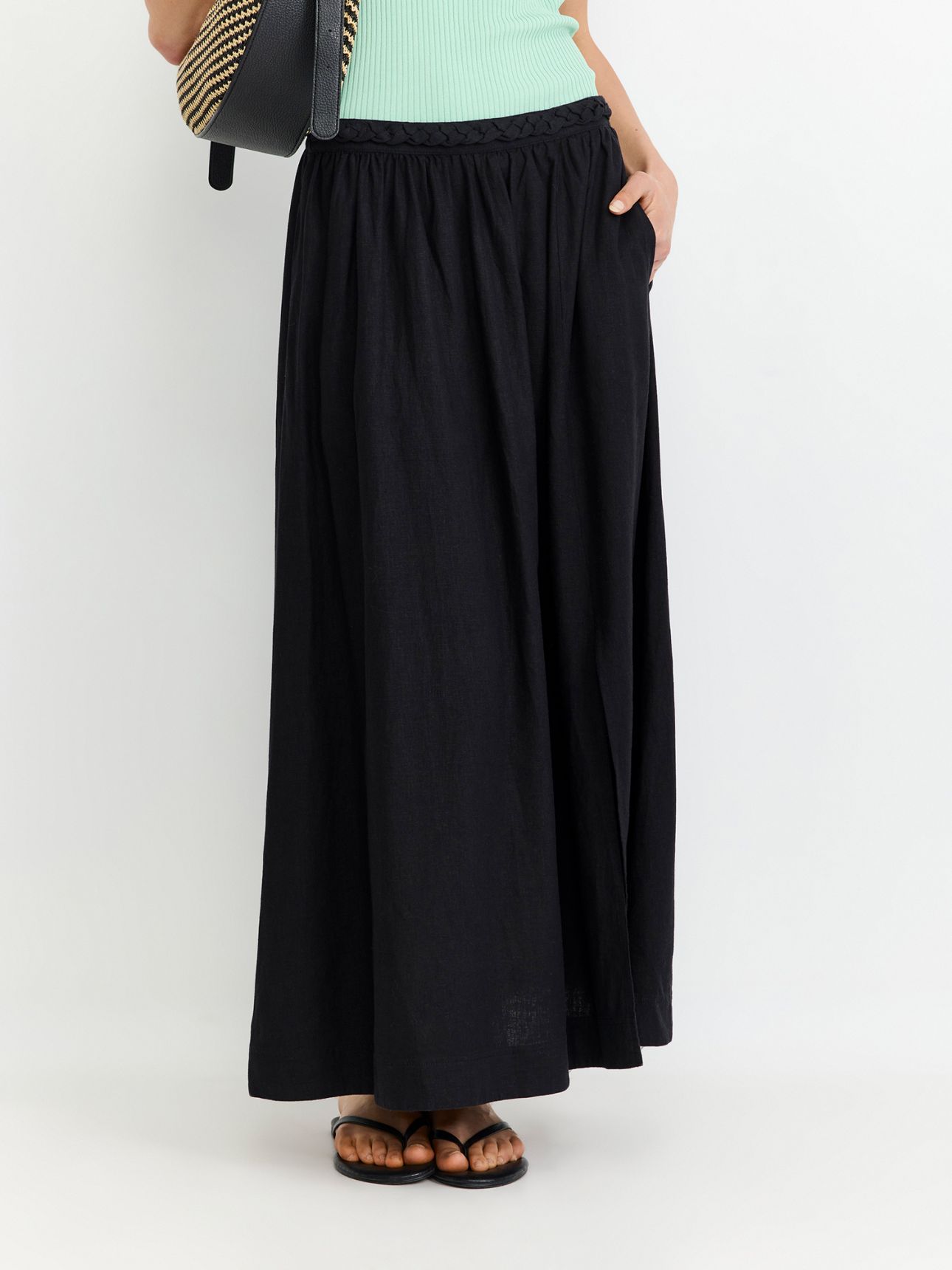 חצאית מידי בתערובת פשתן