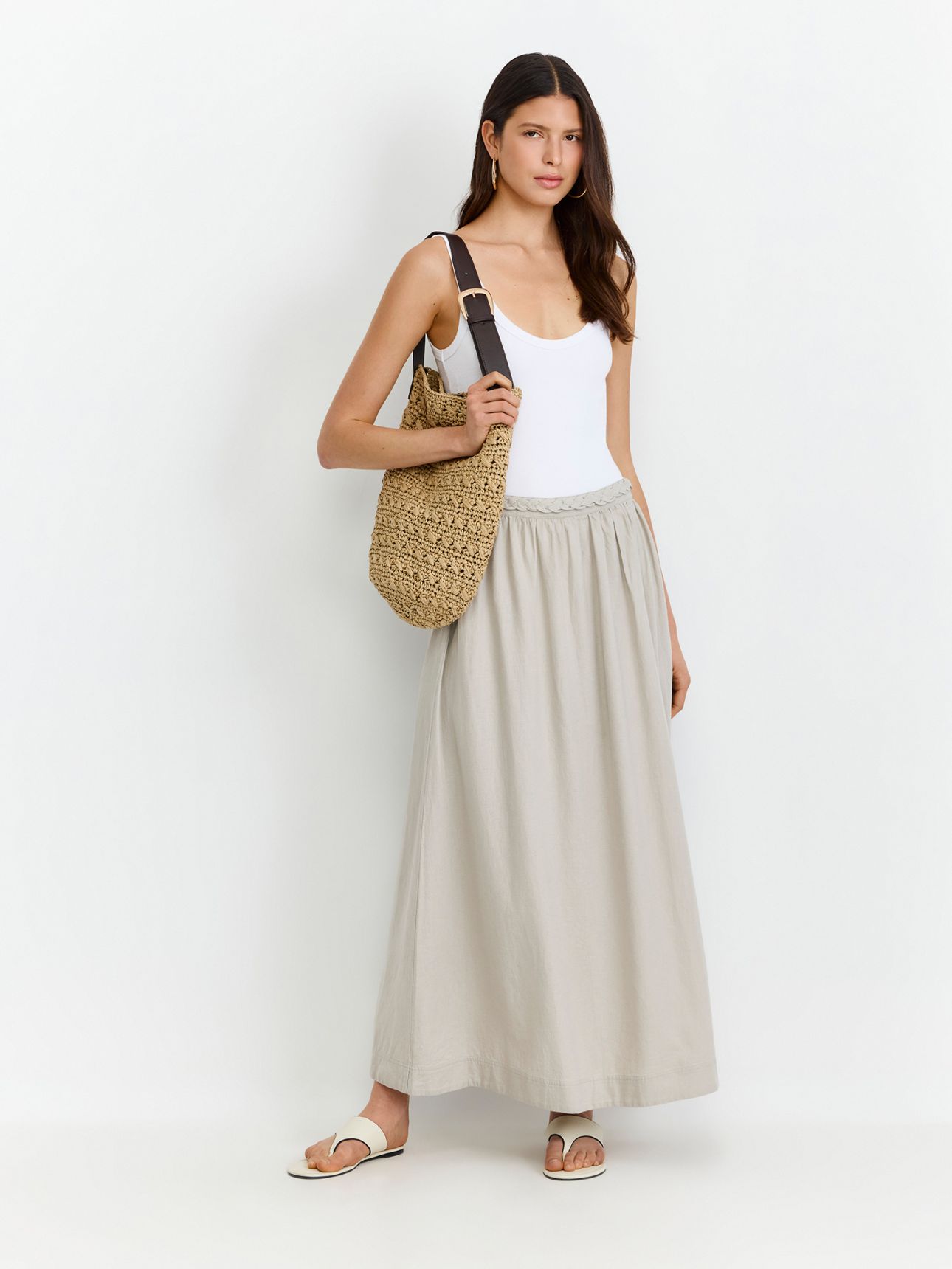 חצאית מידי בתערובת פשתן