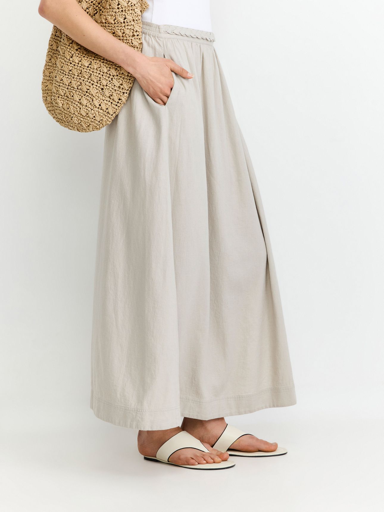 חצאית מידי בתערובת פשתן