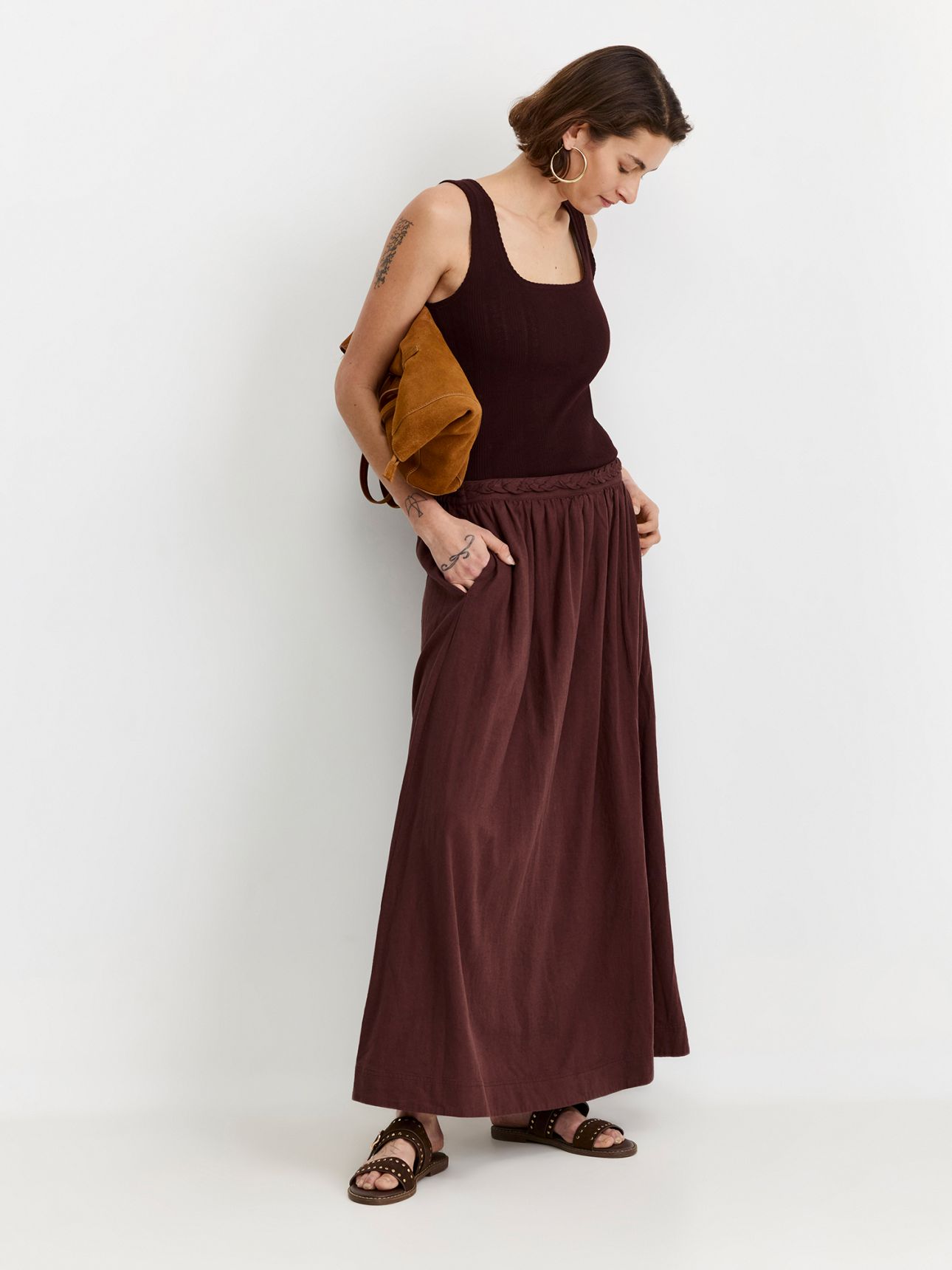 חצאית מידי בתערובת פשתן