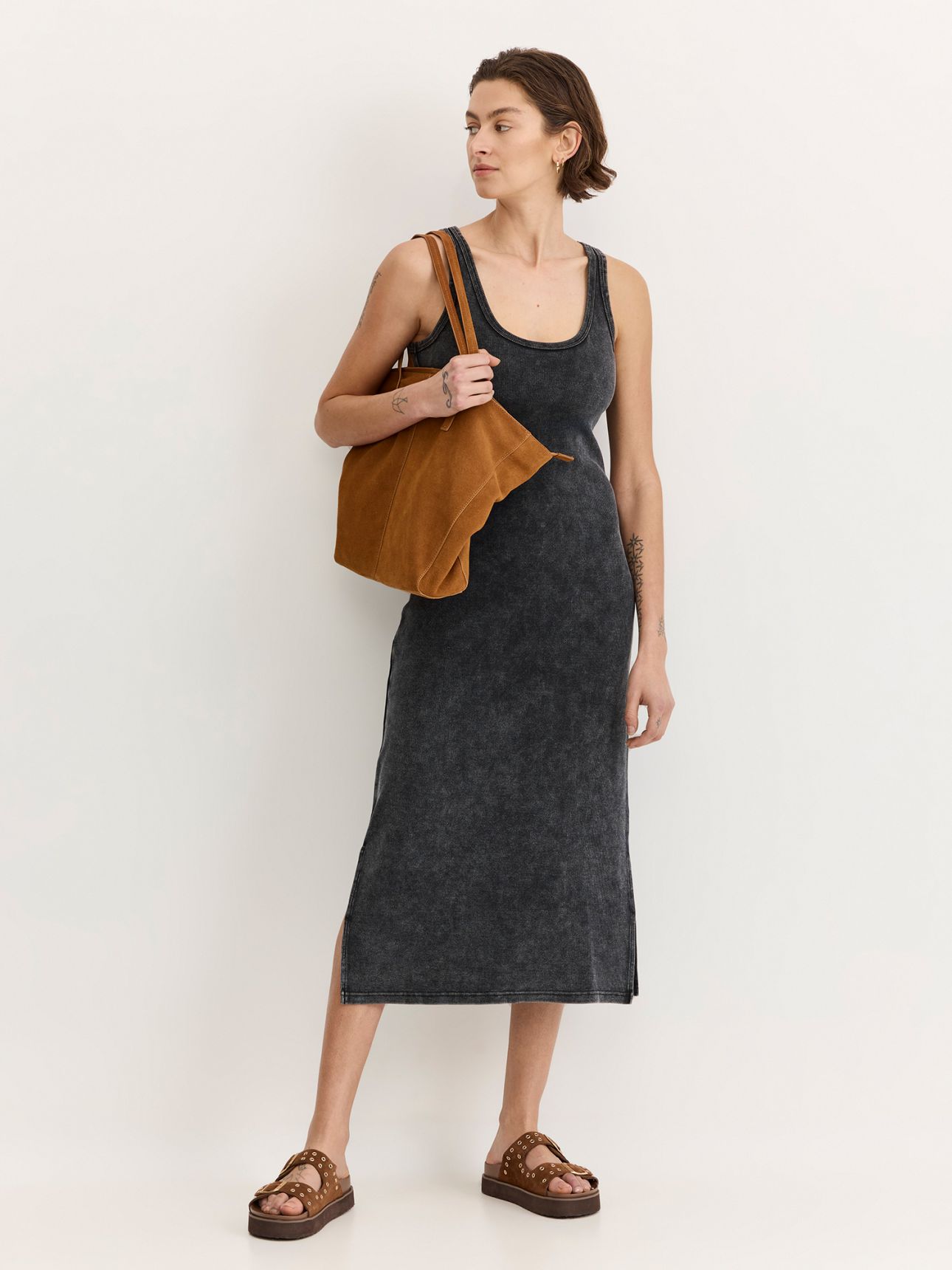 שמלת מקסי ריב שטופה