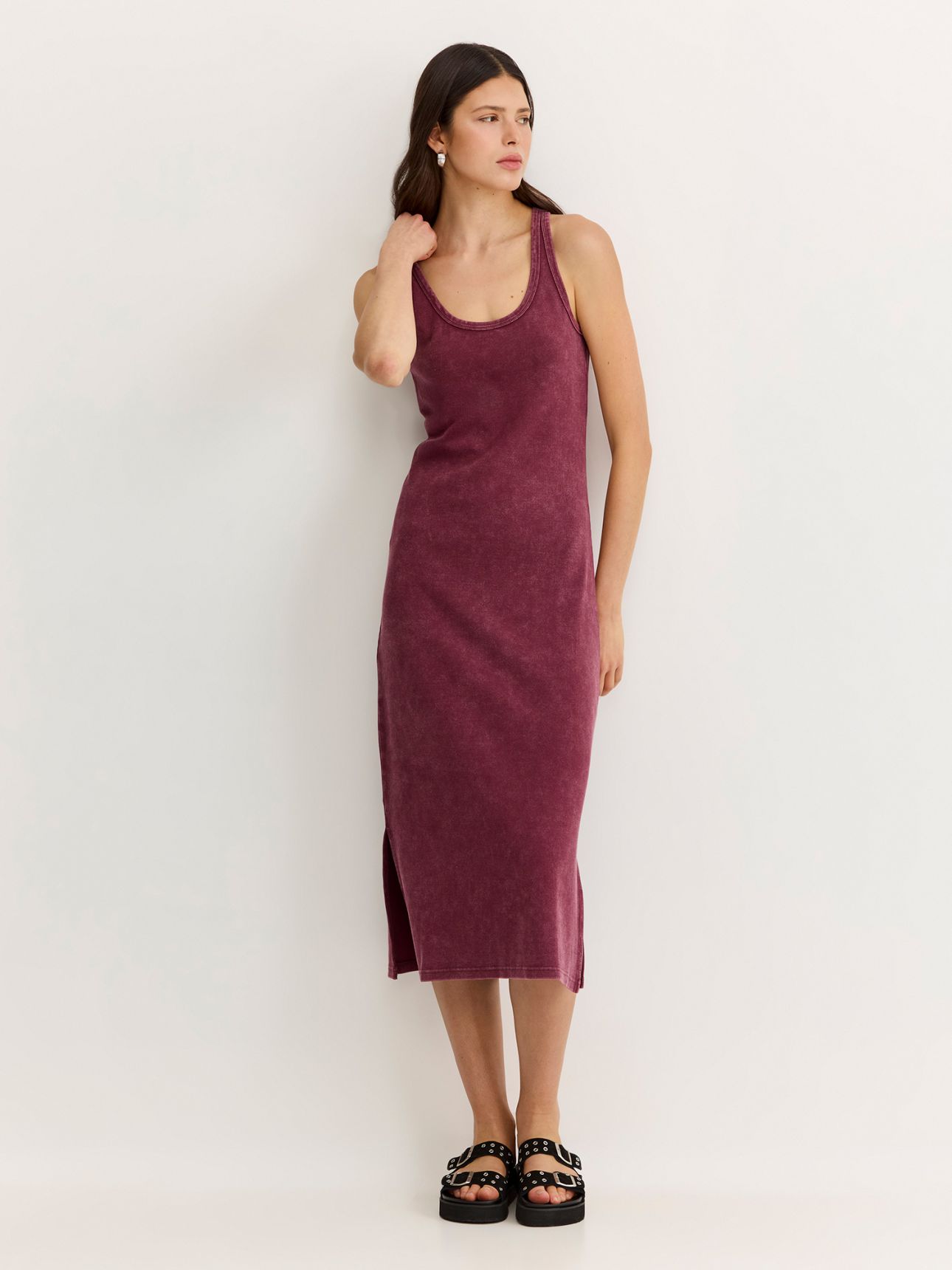 שמלת מקסי ריב שטופה