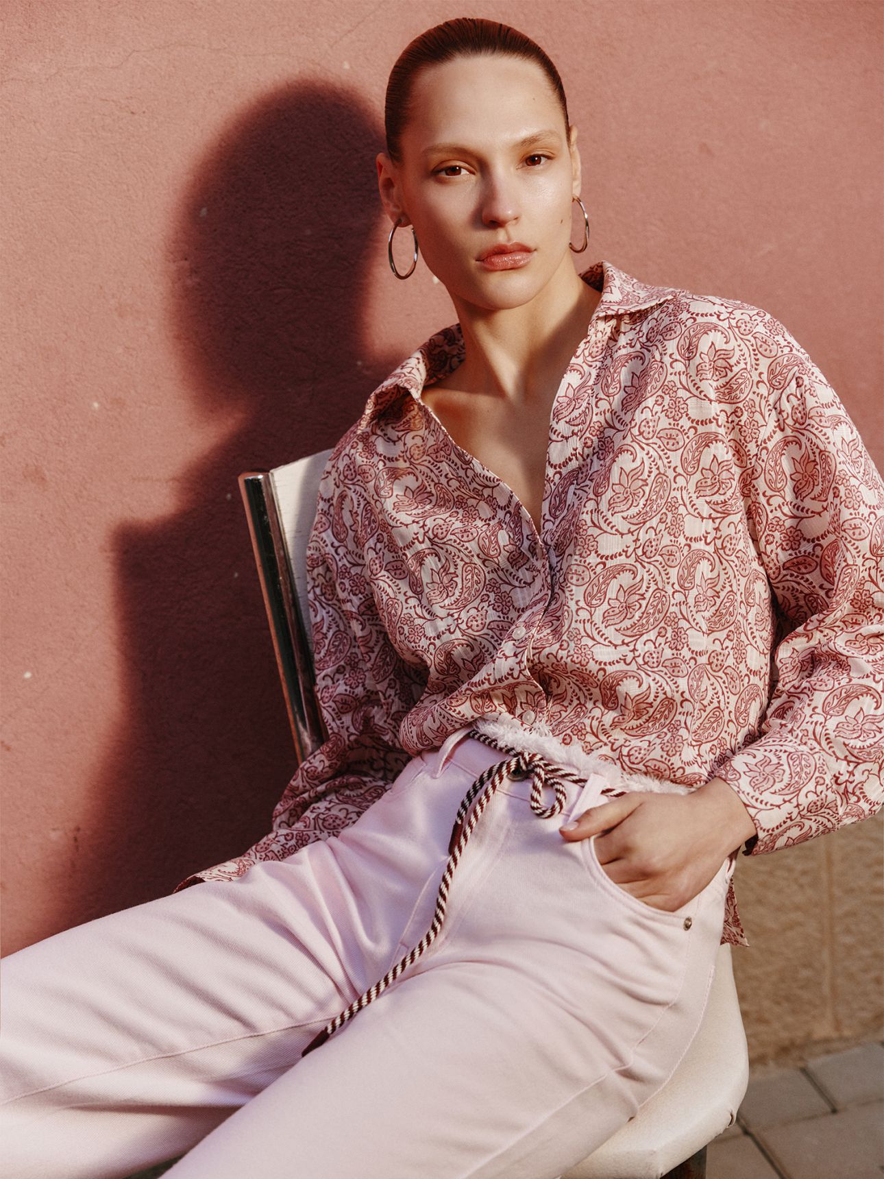 חולצת טוניקה מכופתרת פייזלי