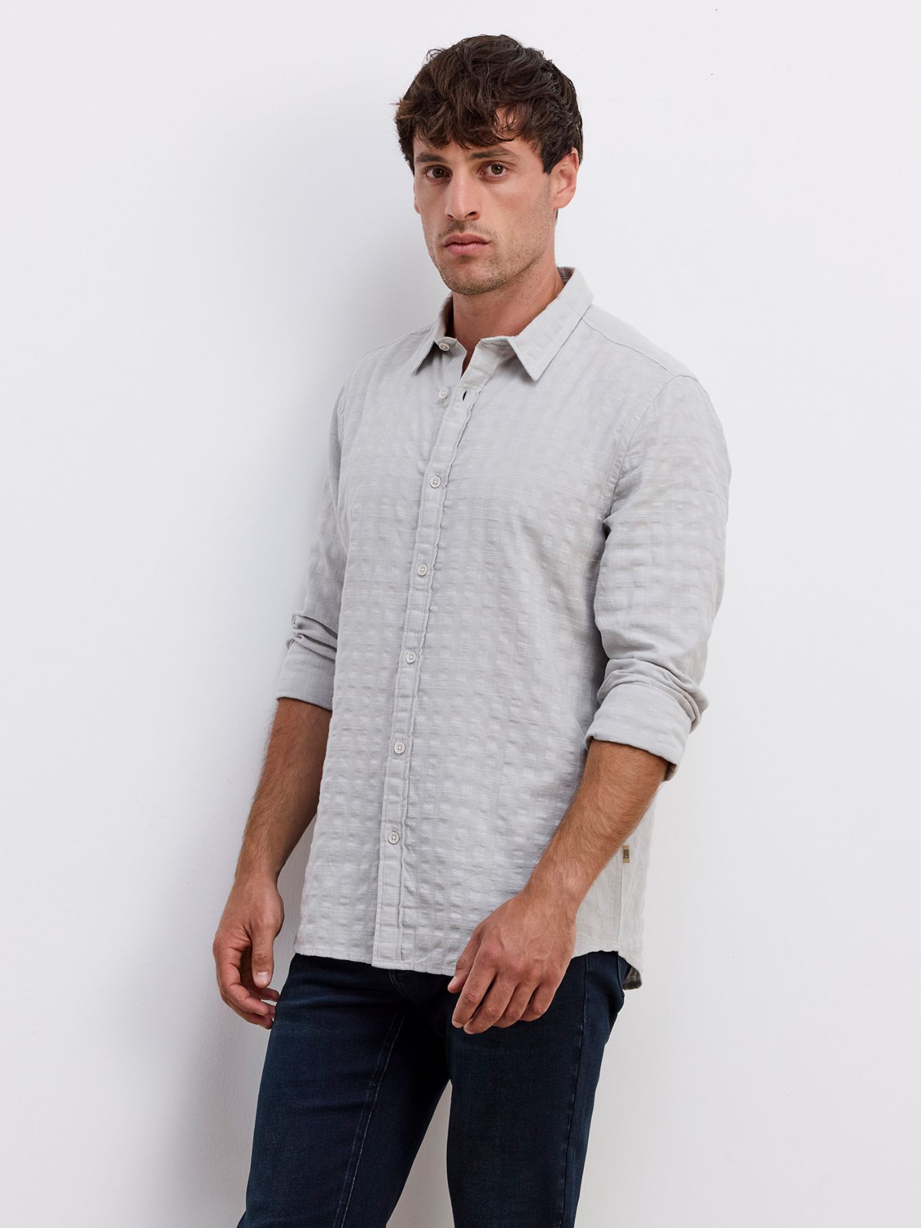 חולצה מכופתרת ארוכה טקסטורה