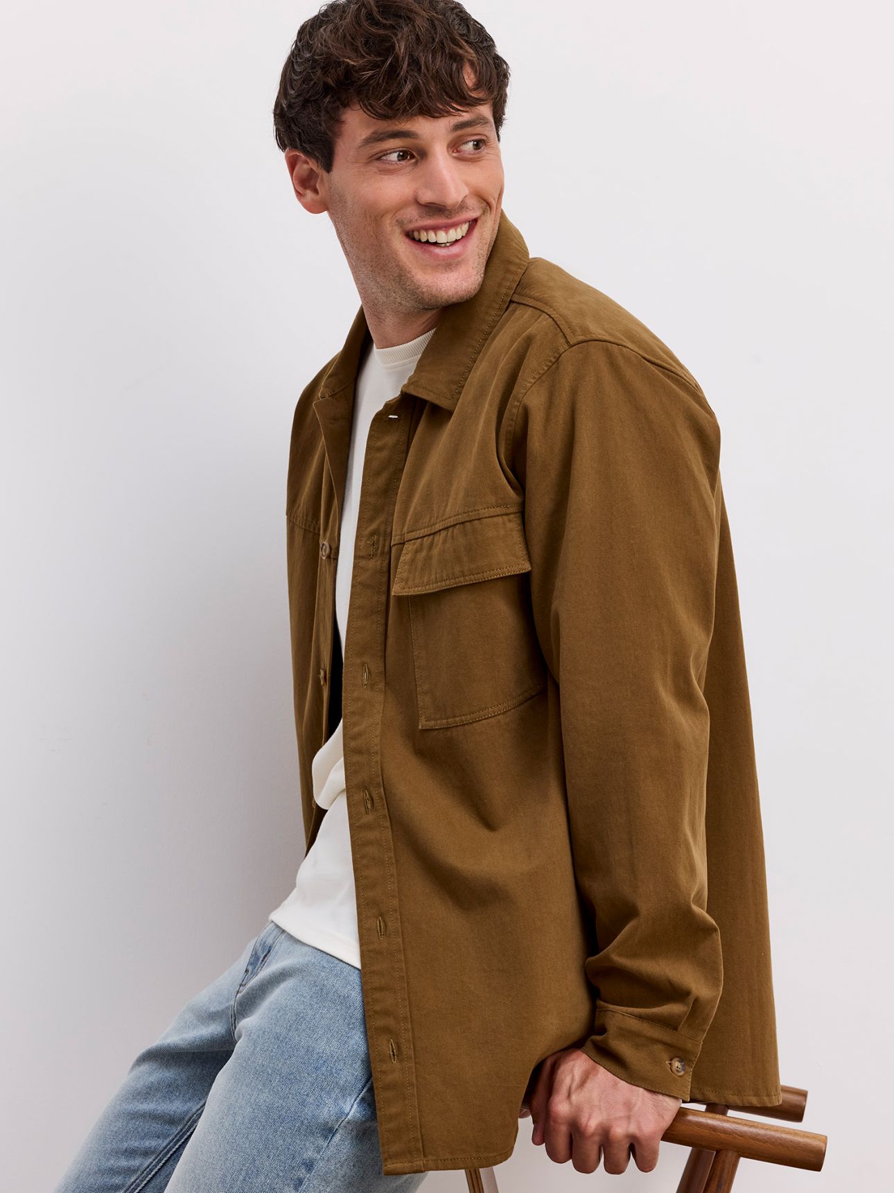 חולצה מכופתרת כותנה עם כיס