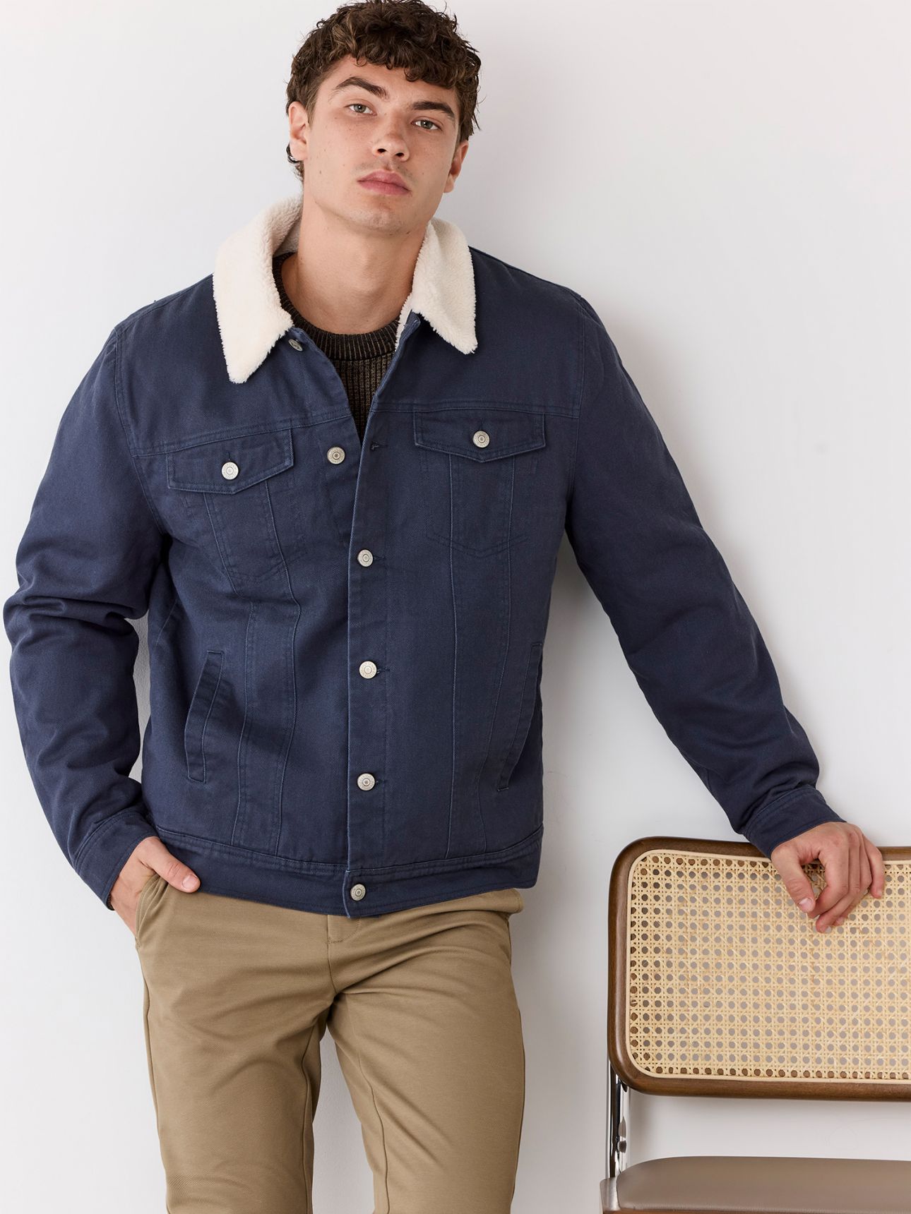 ג’קט כותנה צווארון שארפה