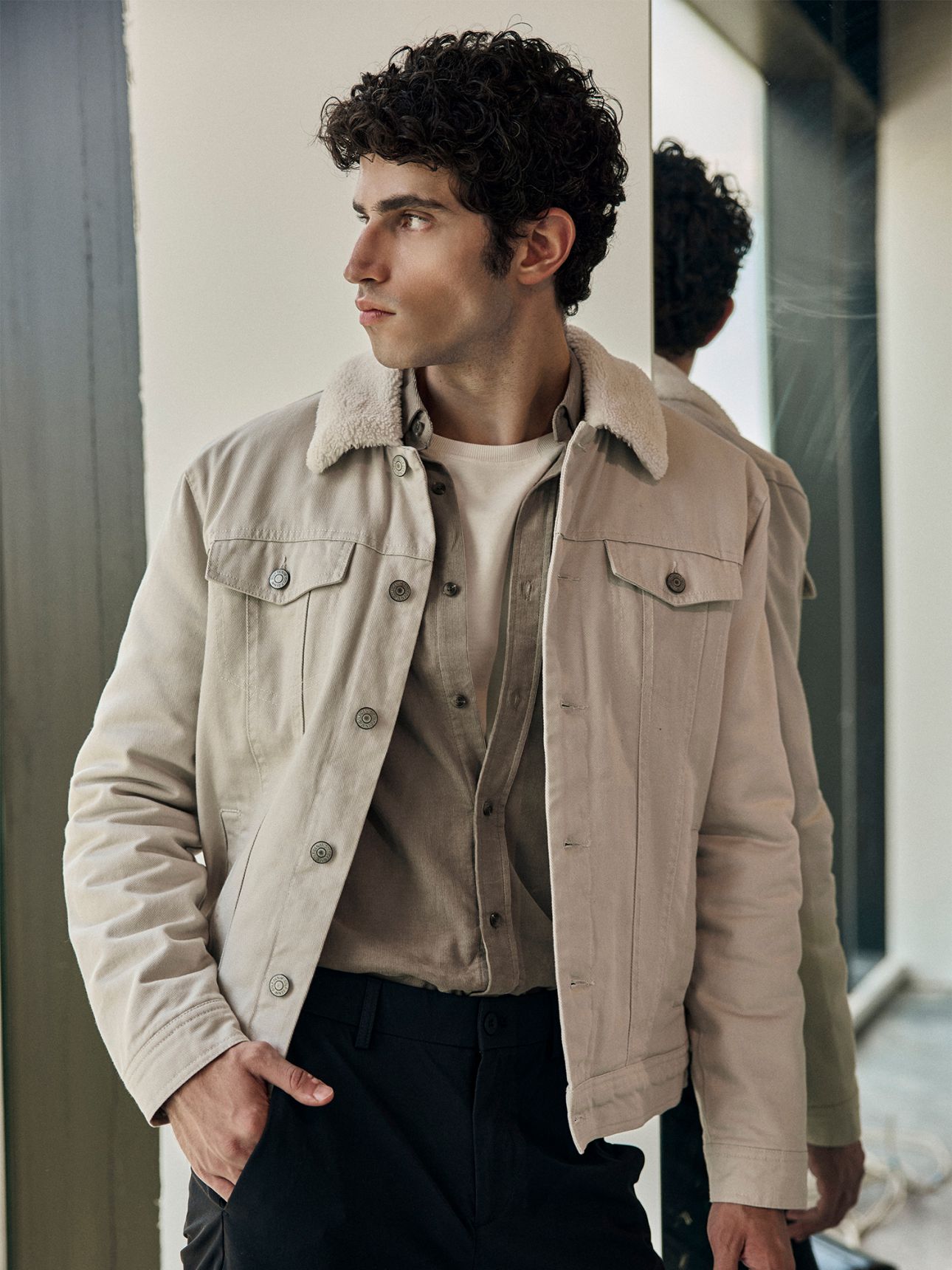 ג’קט כותנה צווארון שארפה