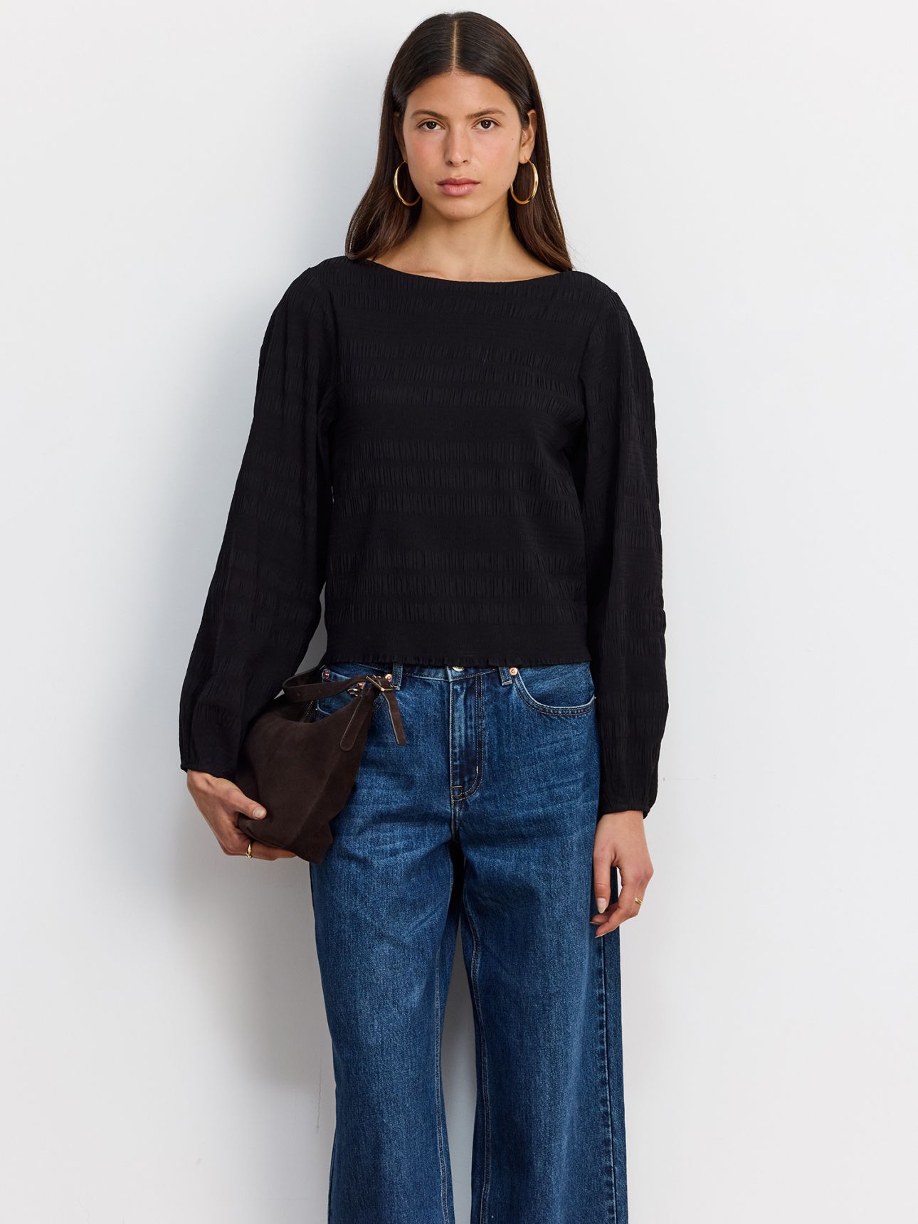 חולצת כיווצים מחשוף סירה